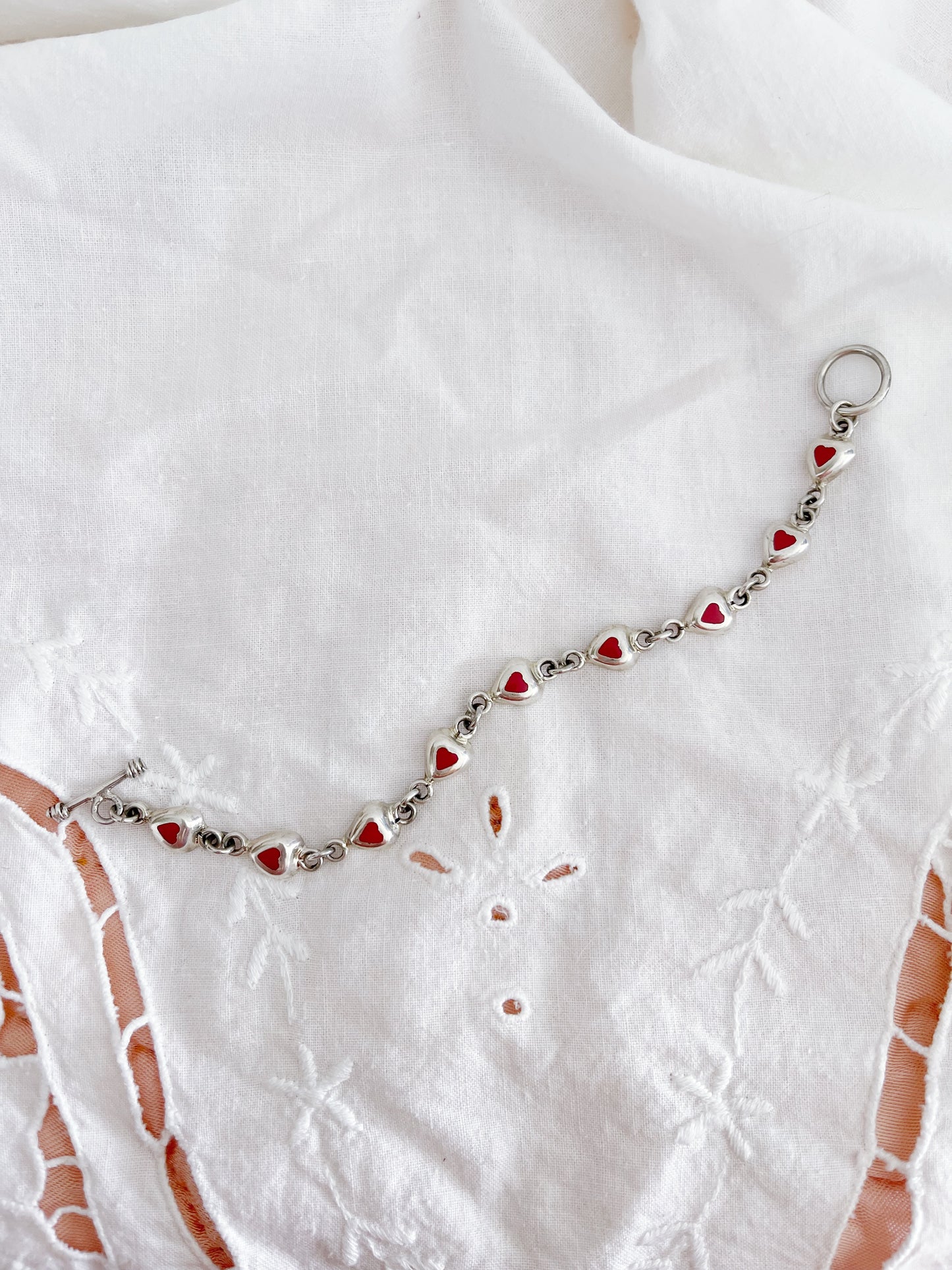 Vintage Tiny Heart Red Jasper Bracelet.