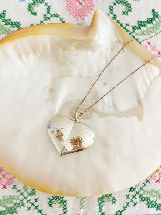 1980‘s Silver Large Heart Necklace.