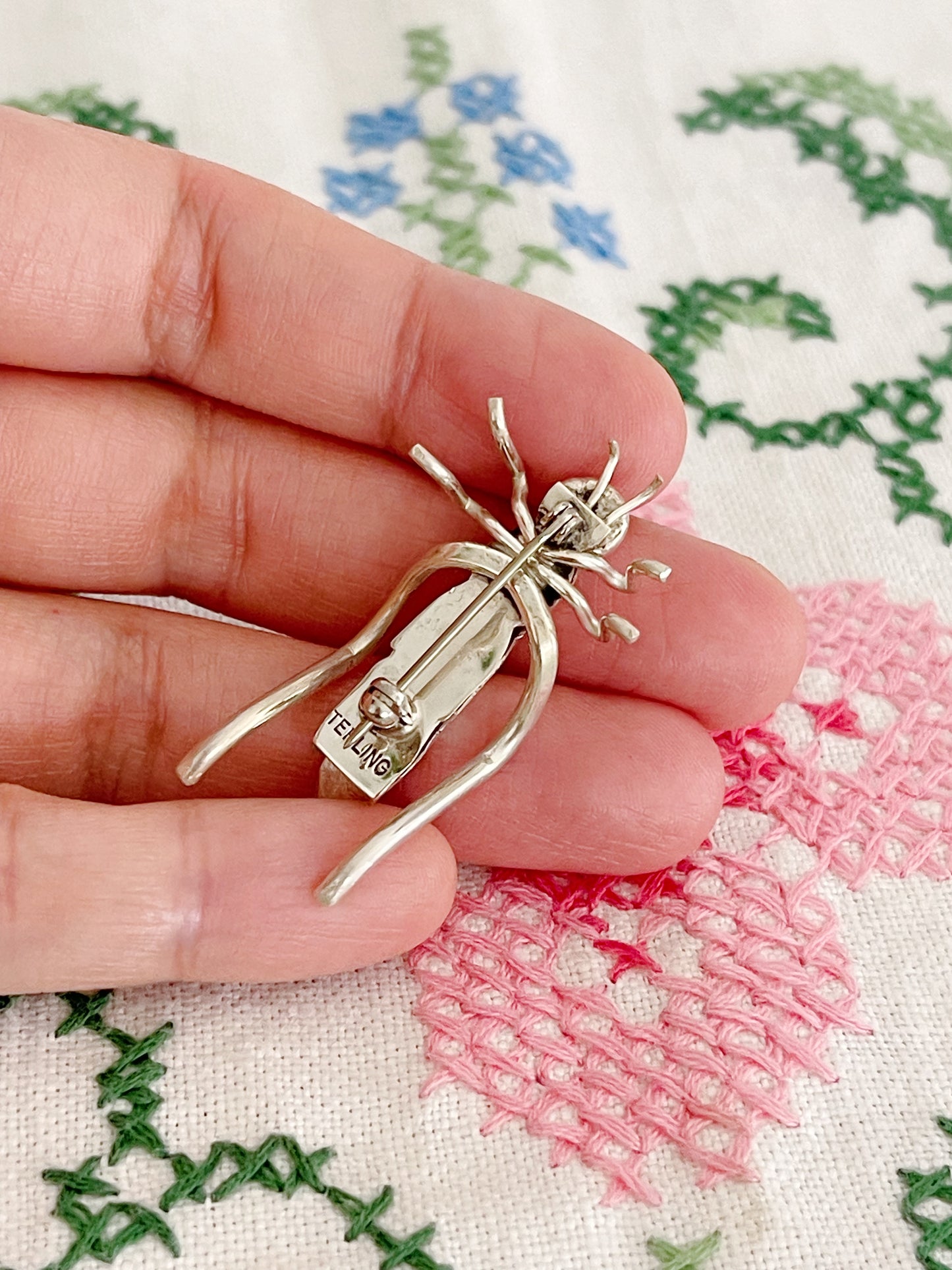 Vintage 1970’s Grasshopper Silver Brooch.