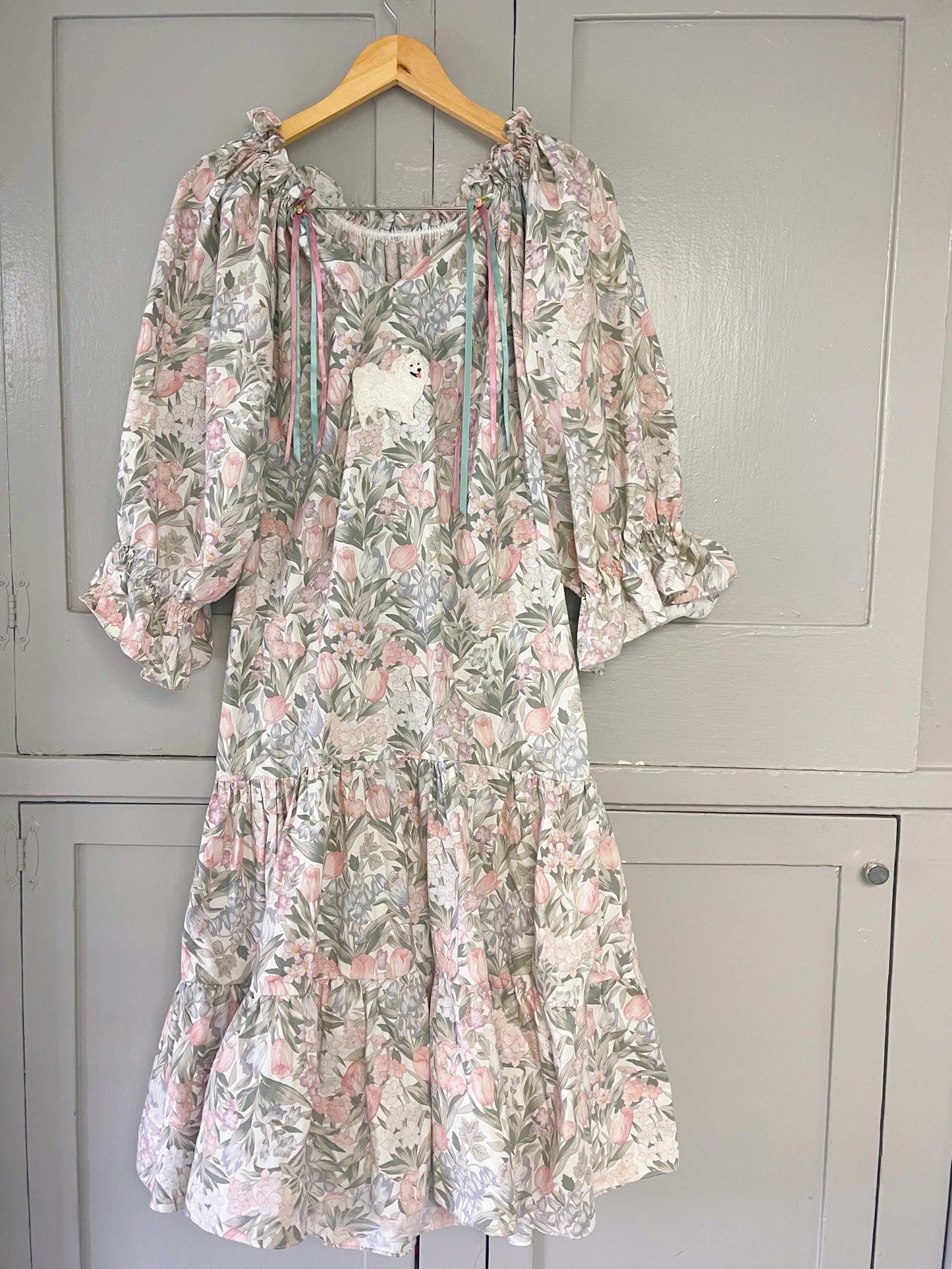 Vintage Cotton Spitz Dog Patched Dress