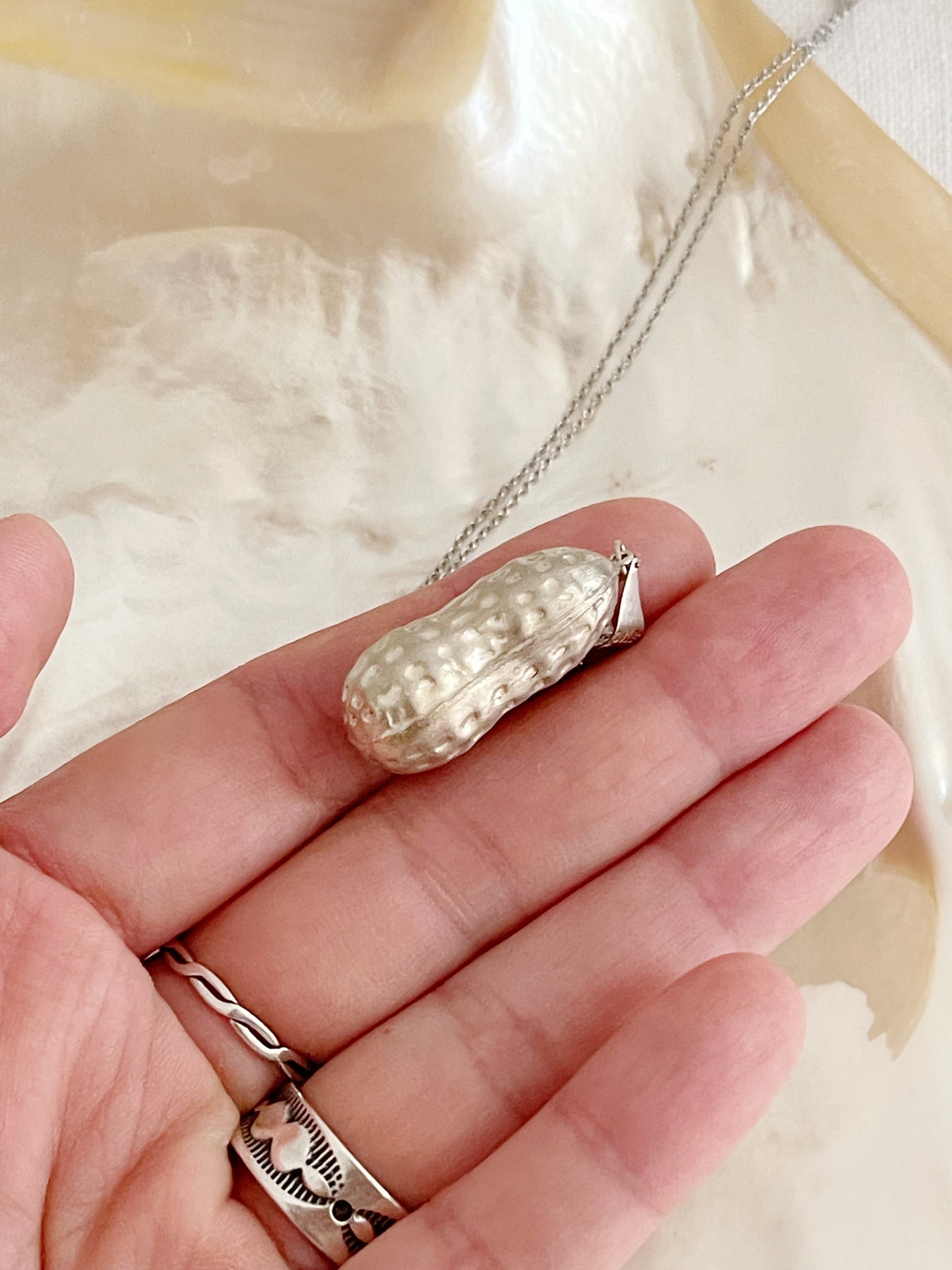 Vintage PEANUT Silver Necklace.