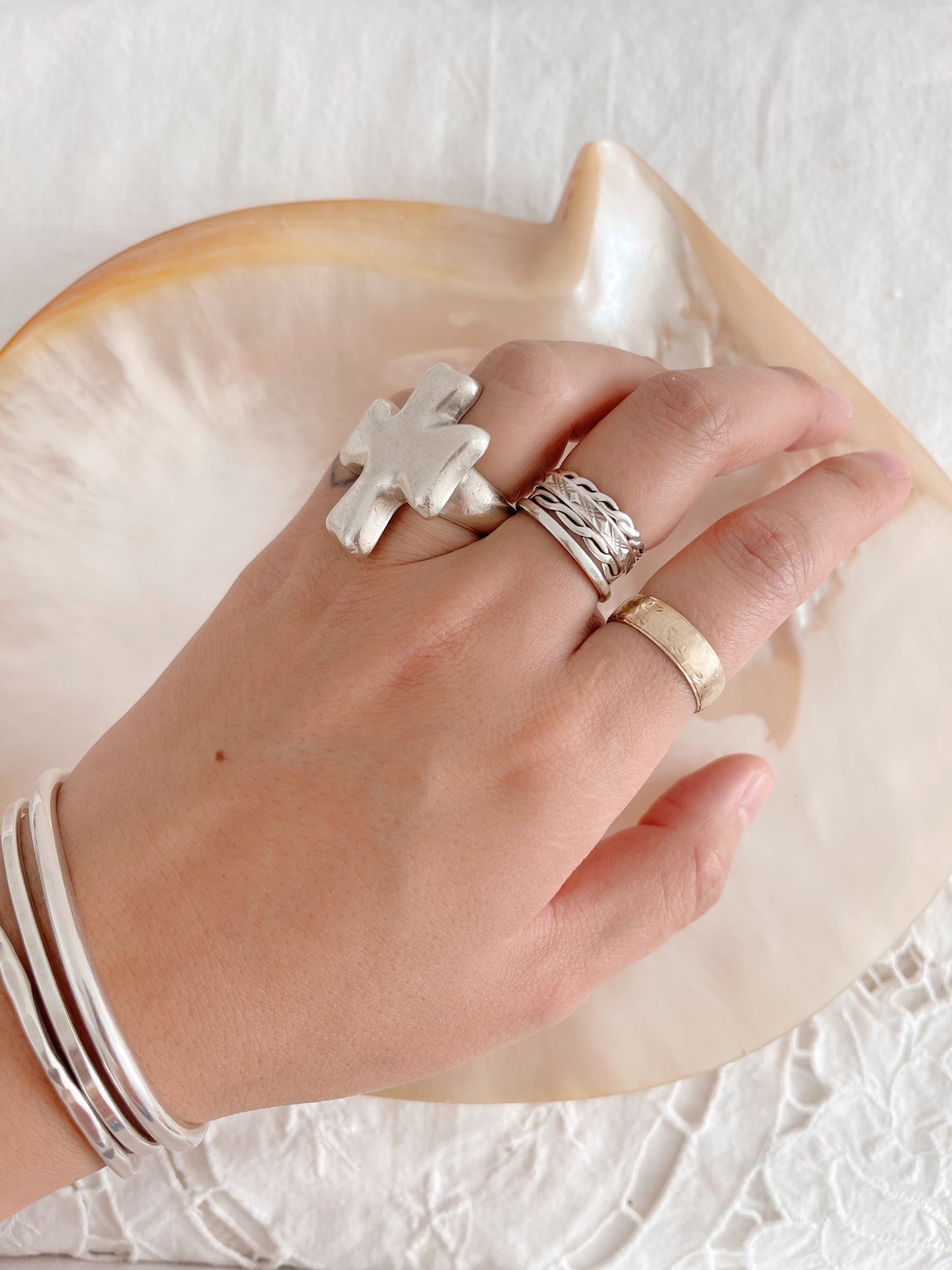 1980’s Large Cross Silver Ring.