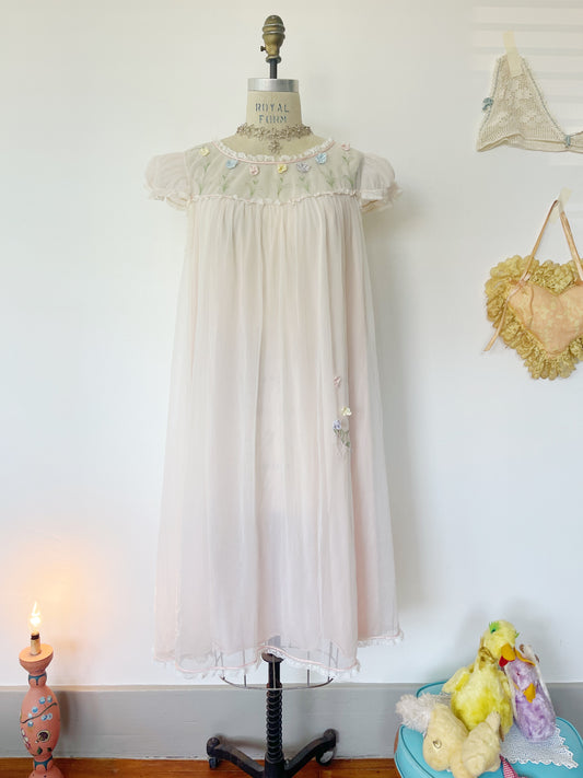 1990s Sheer Baby Pink Babydoll