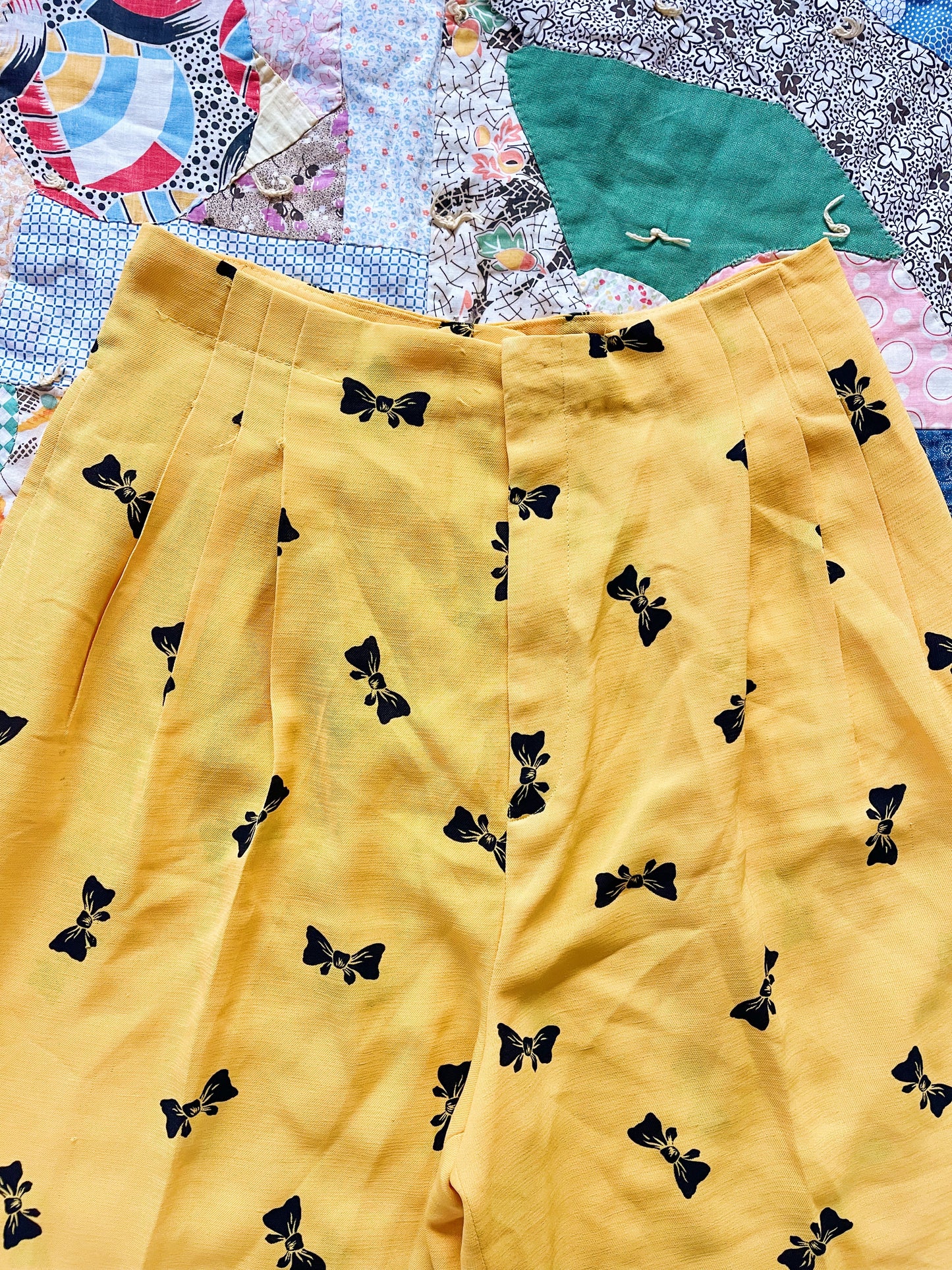 1980s Ribbon Printed Pants