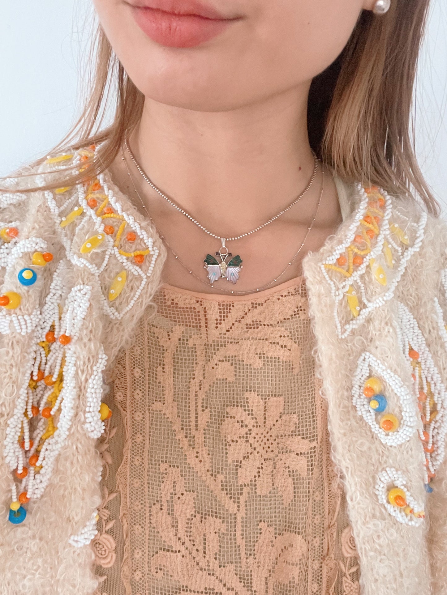 Zuni Tamara Pinto Butterfly Inlay Necklace.