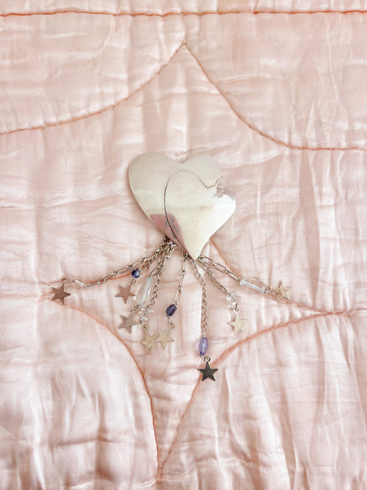 1980‘s Hearts Rain Silver Brooch