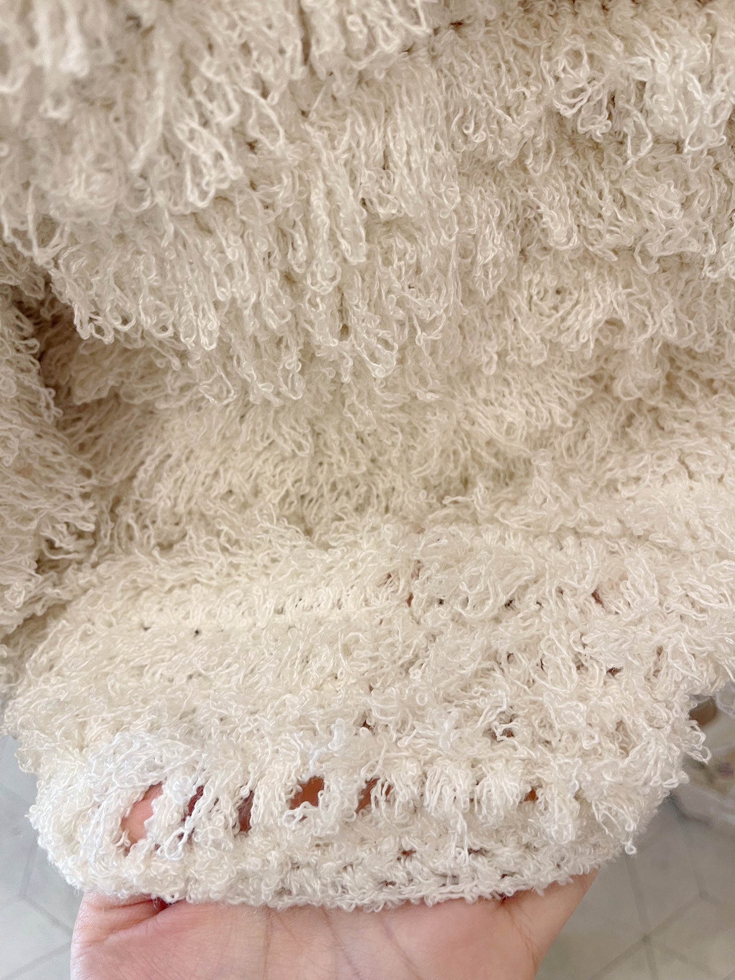 1990s Black and White Shaggy Knit Sweater