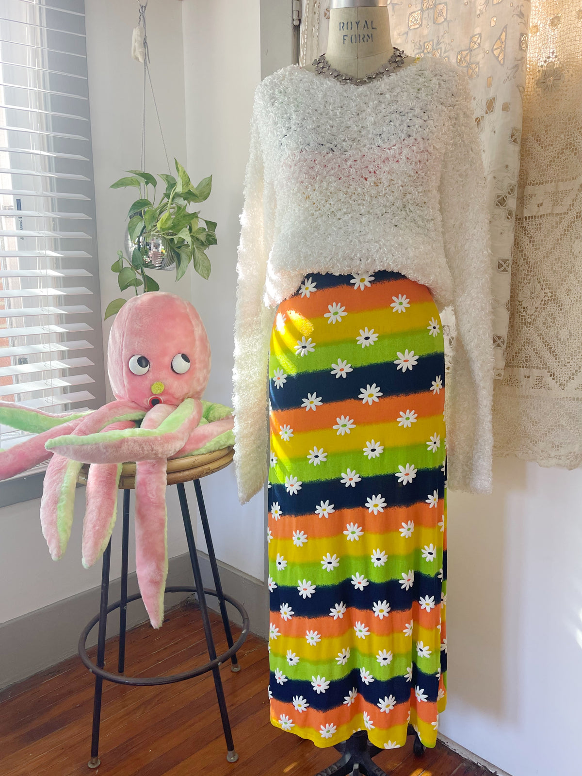 1980s Flowers Long Dress