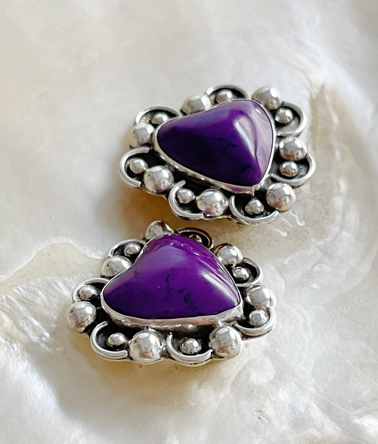 Vintage Purple Jasper Heart Earrings