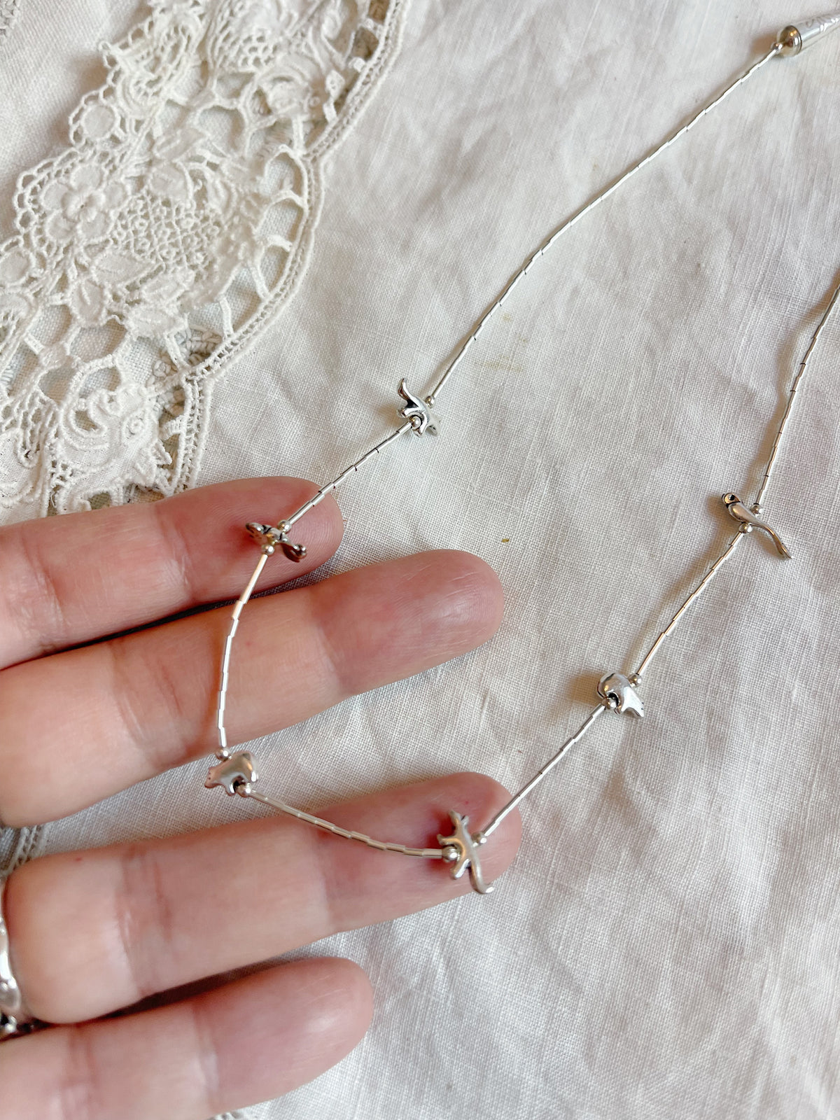 Zuni Silver Animal Fetishes Necklace (Short)