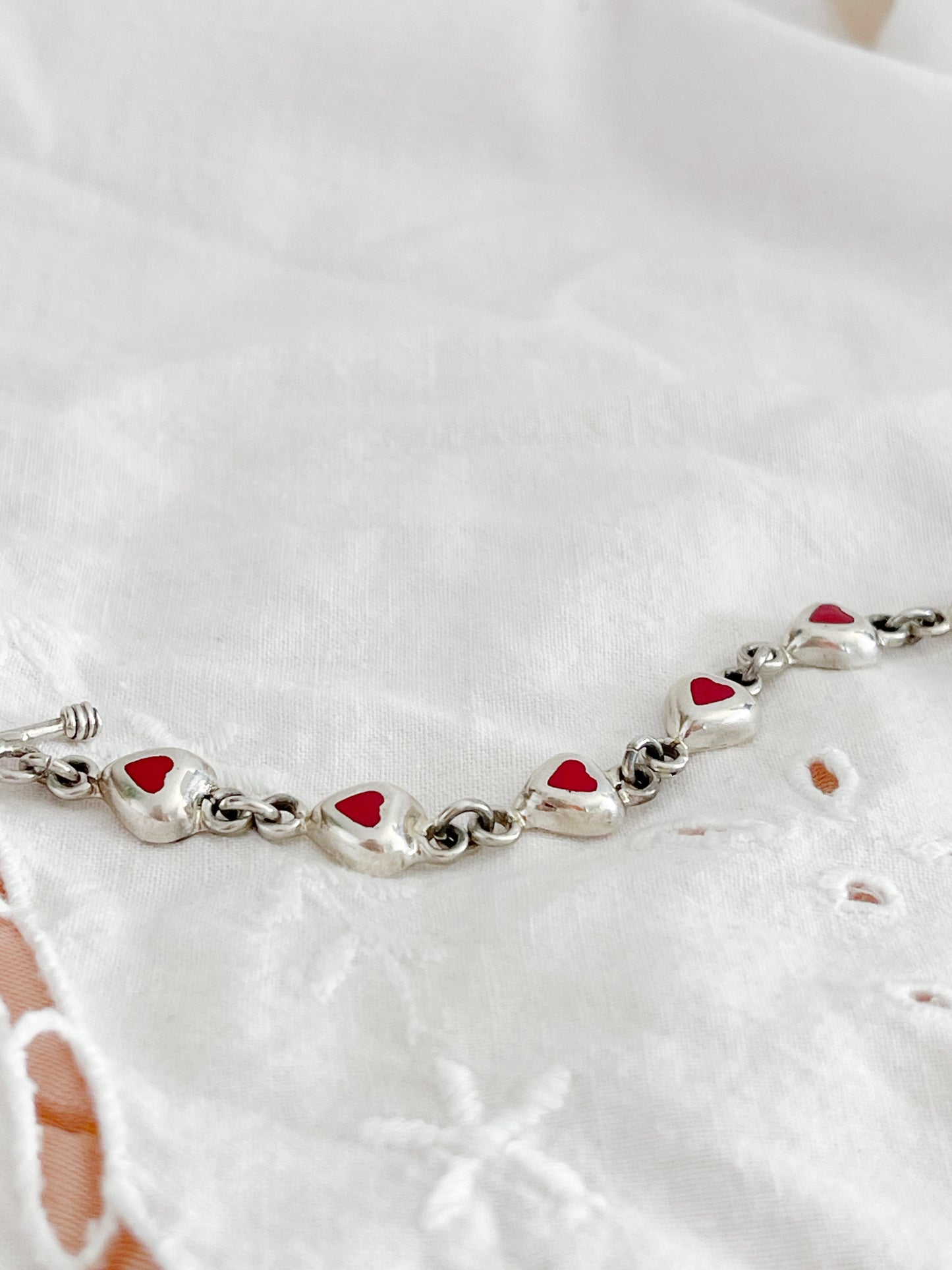 Vintage Tiny Heart Red Jasper Bracelet.