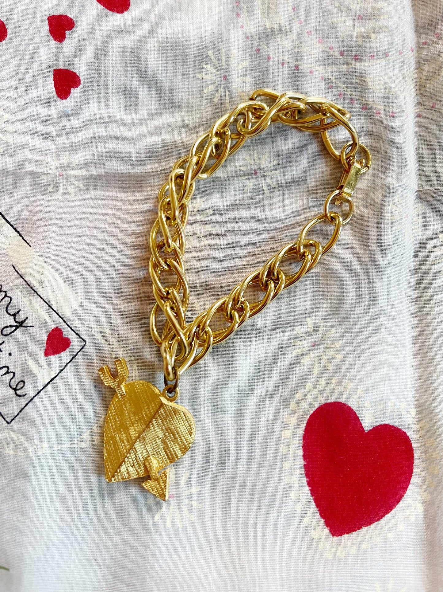 Vintage 1960s Heart Gold Plated Bracelet