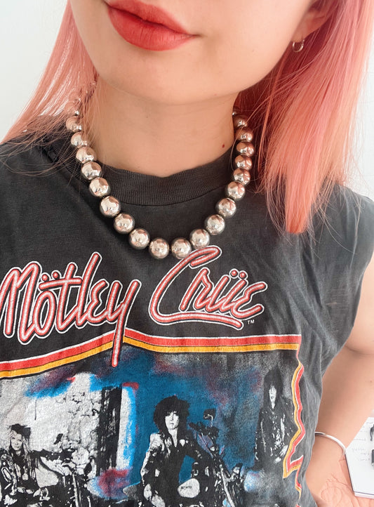 Vintage Huge Silver Beads Necklace
