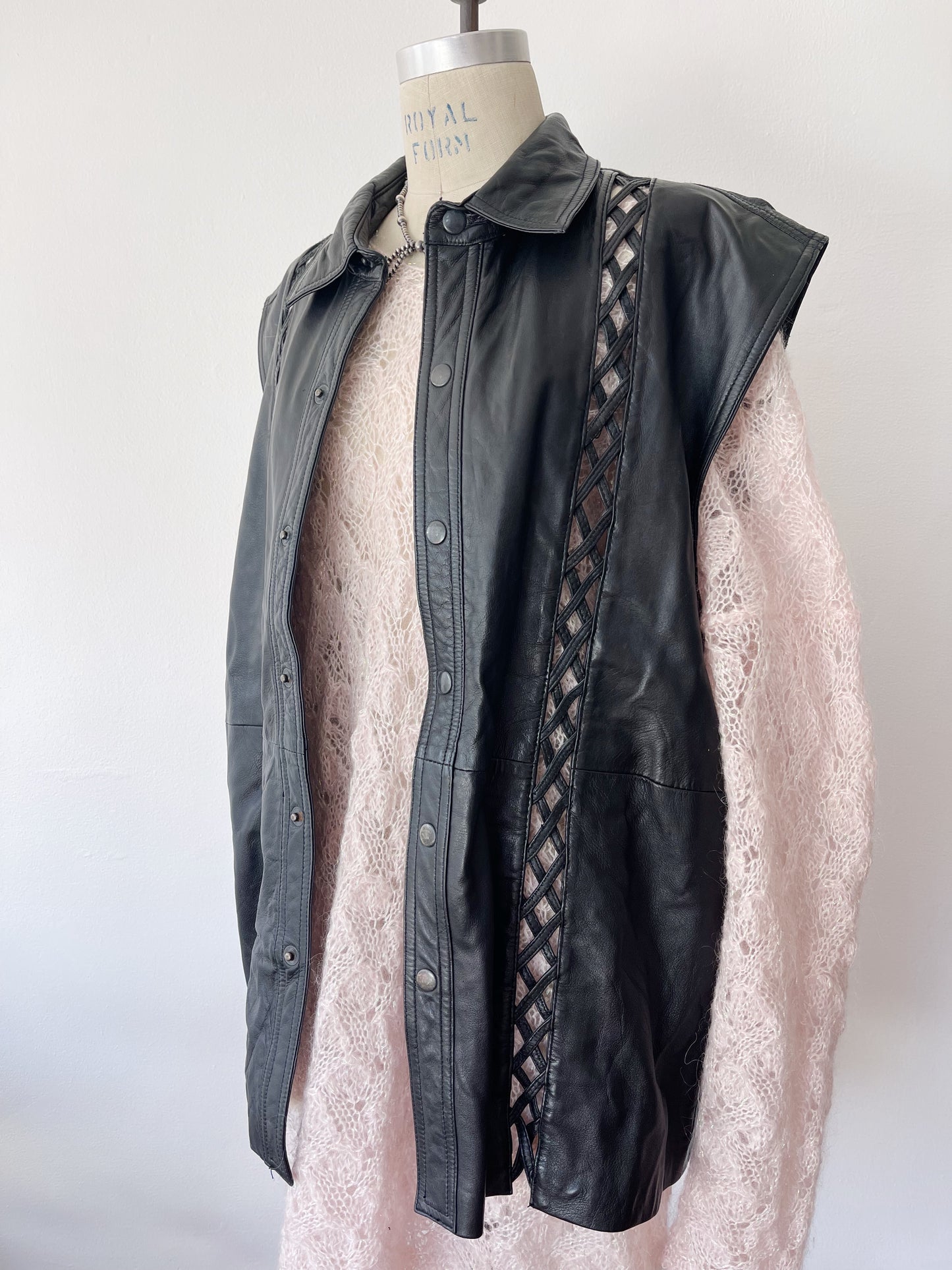 1980s Over Sized Leather Vest