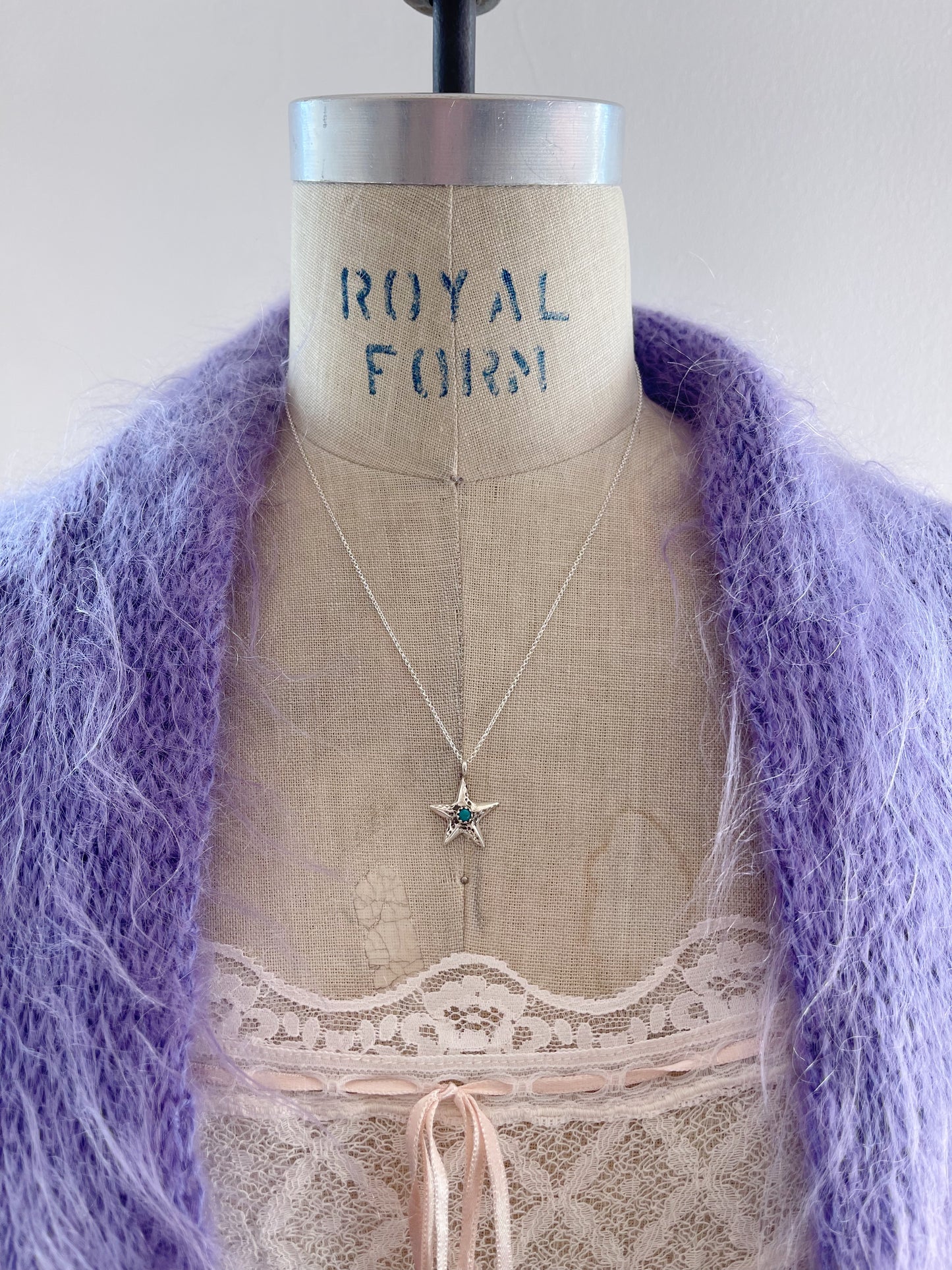 Tiny Star With Turquoise Necklace By Navajo