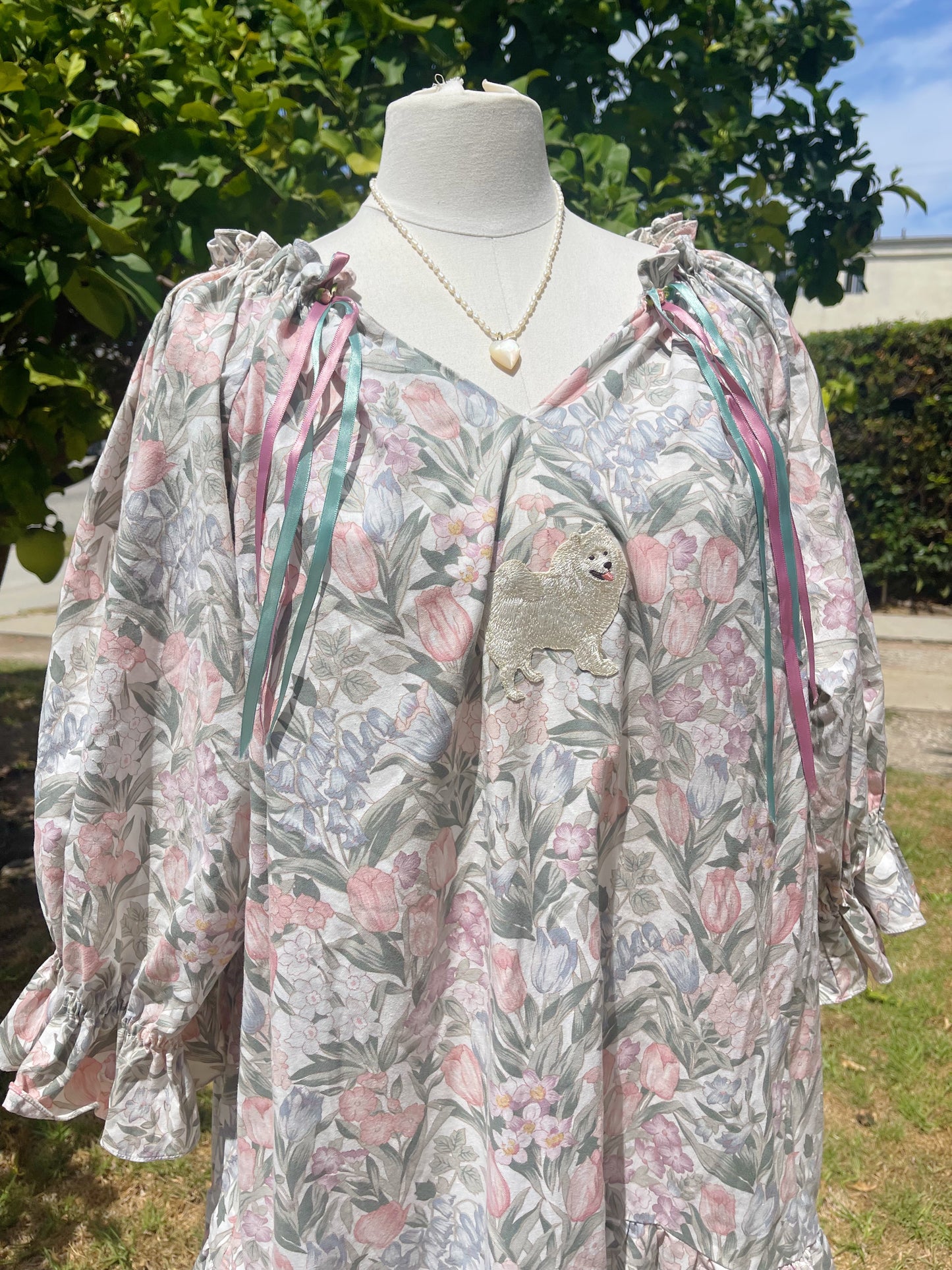 Vintage Cotton Spitz Dog Patched Dress