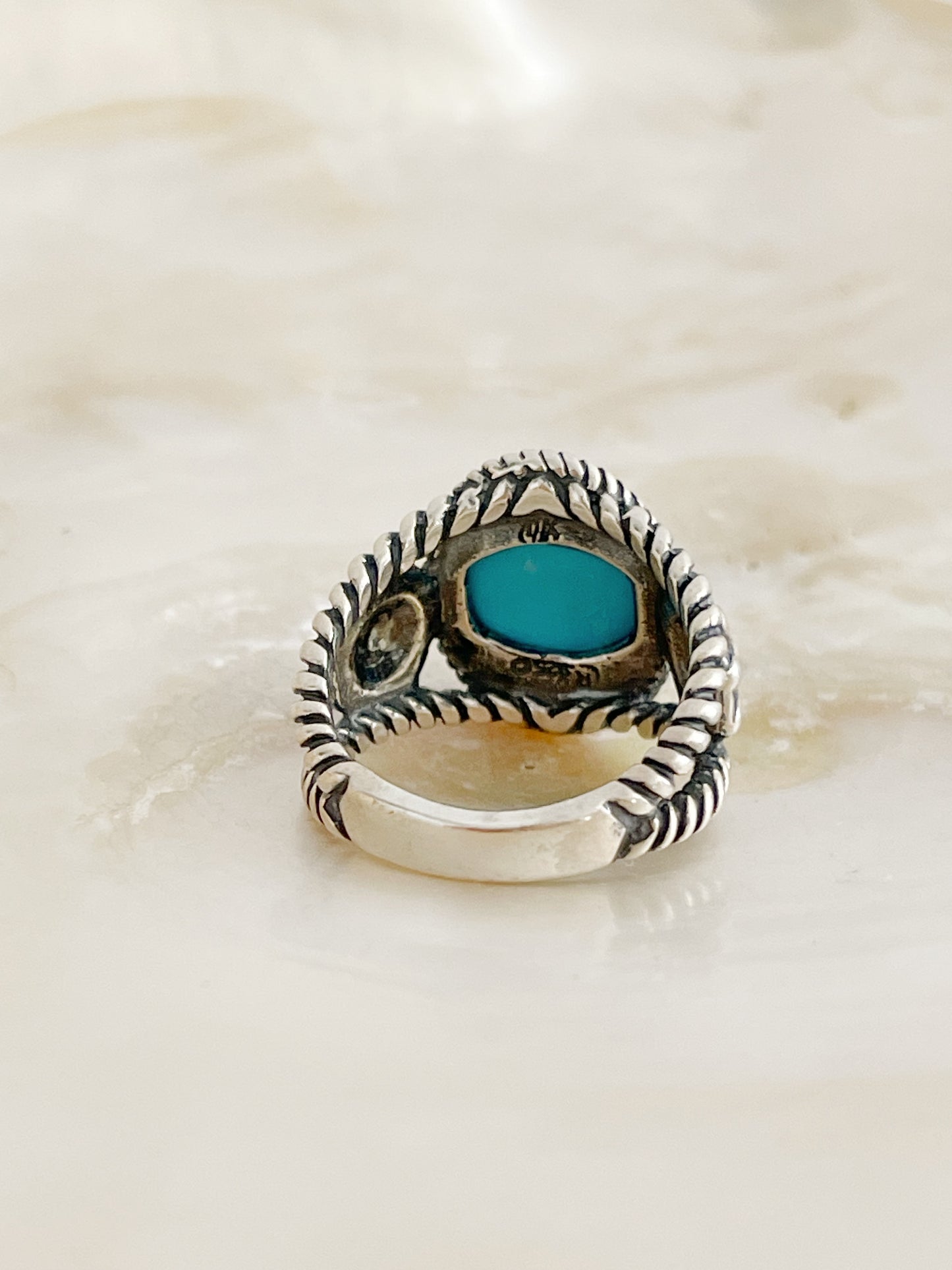 Navajo Turquoise Flowered Ring.