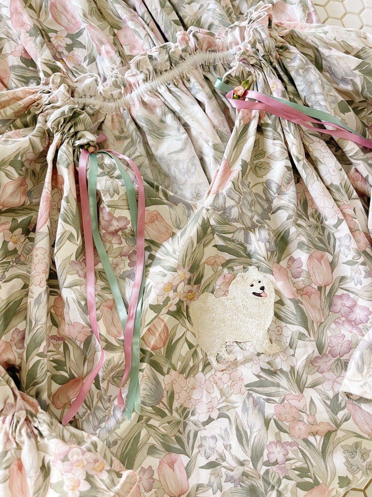 Vintage Cotton Spitz Dog Patched Dress