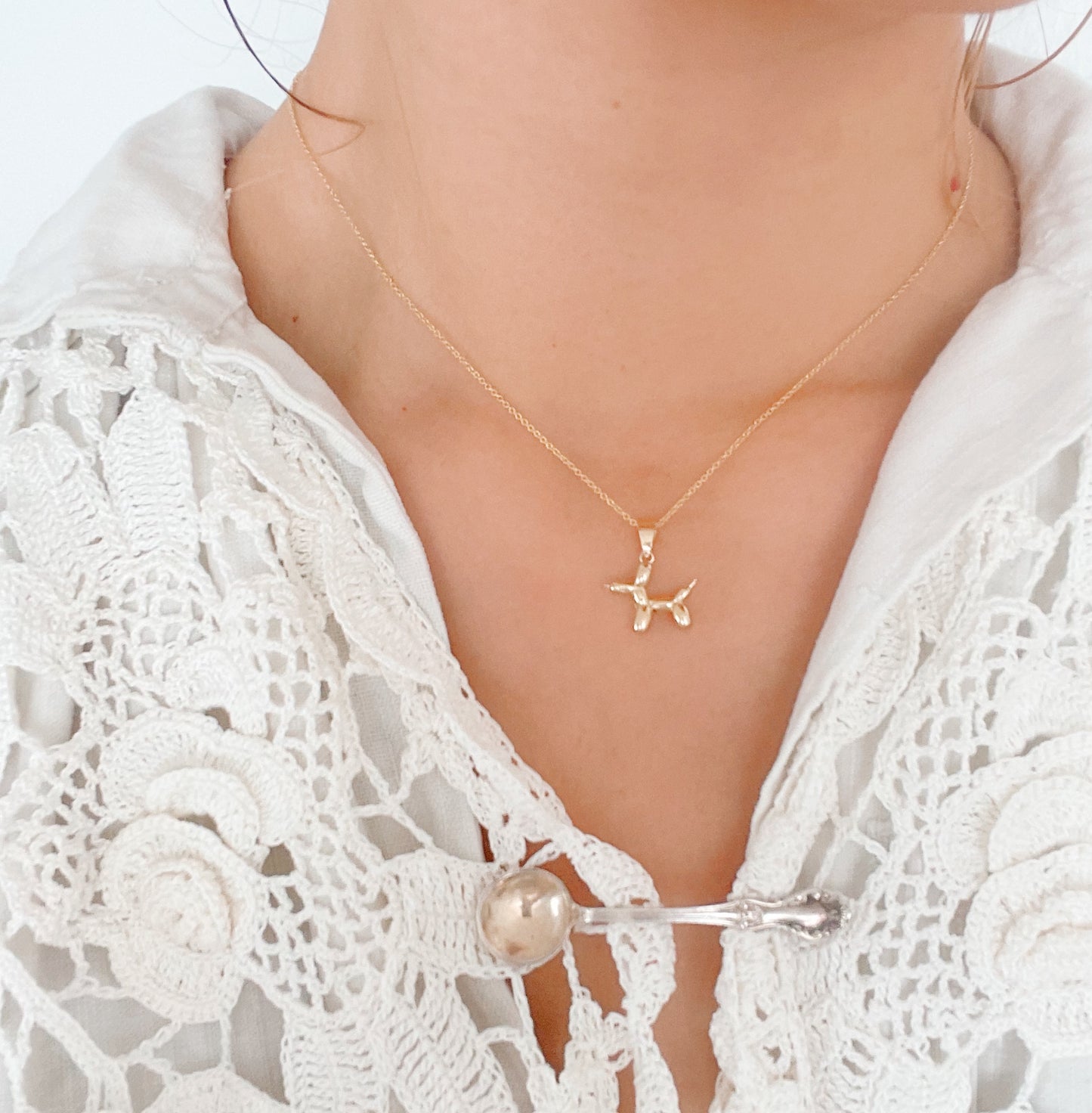 14k Solid Gold Balloon Dog Necklace. So Cute!