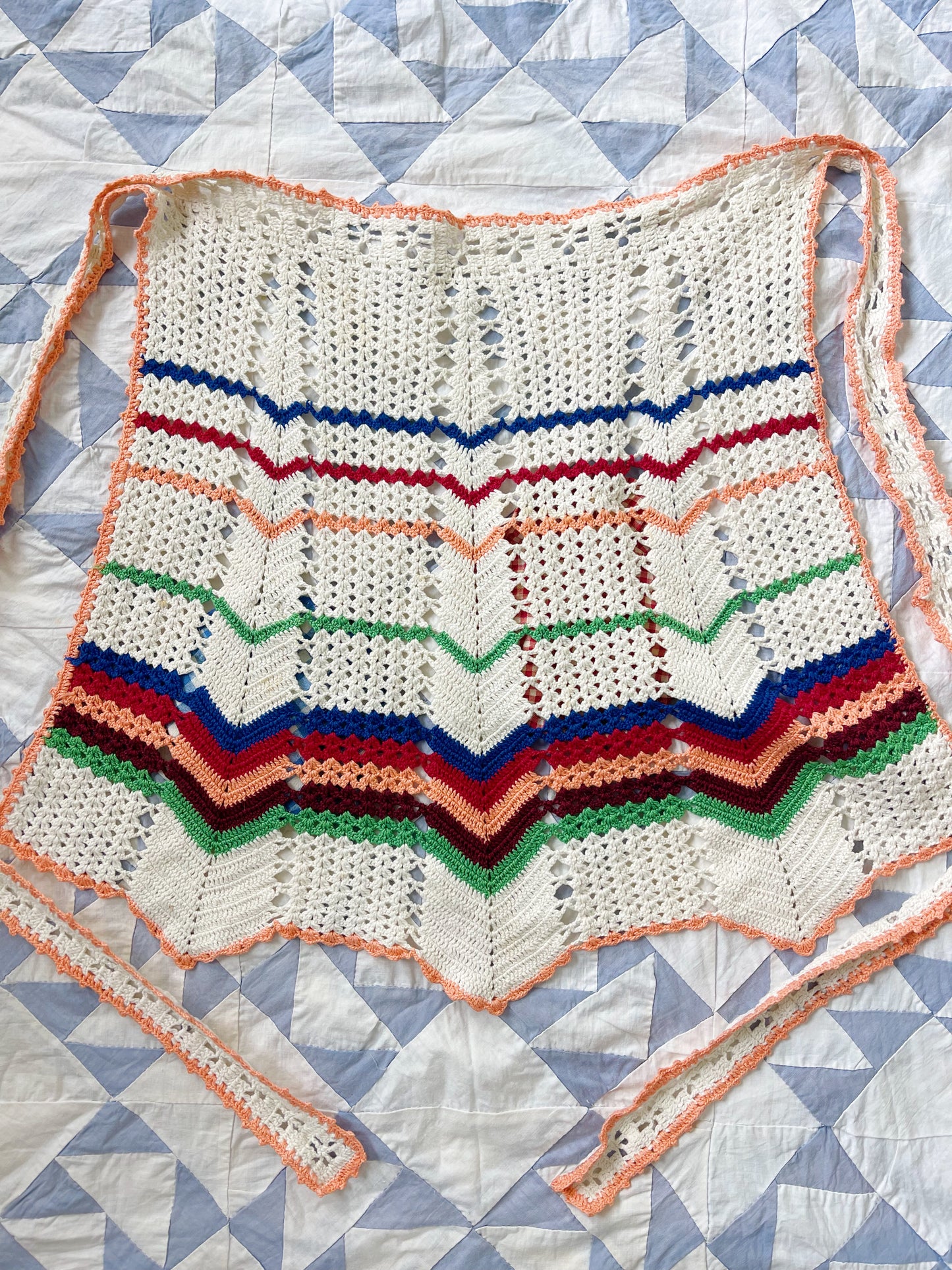 Vintage Crochet Apron with Lovely Patches