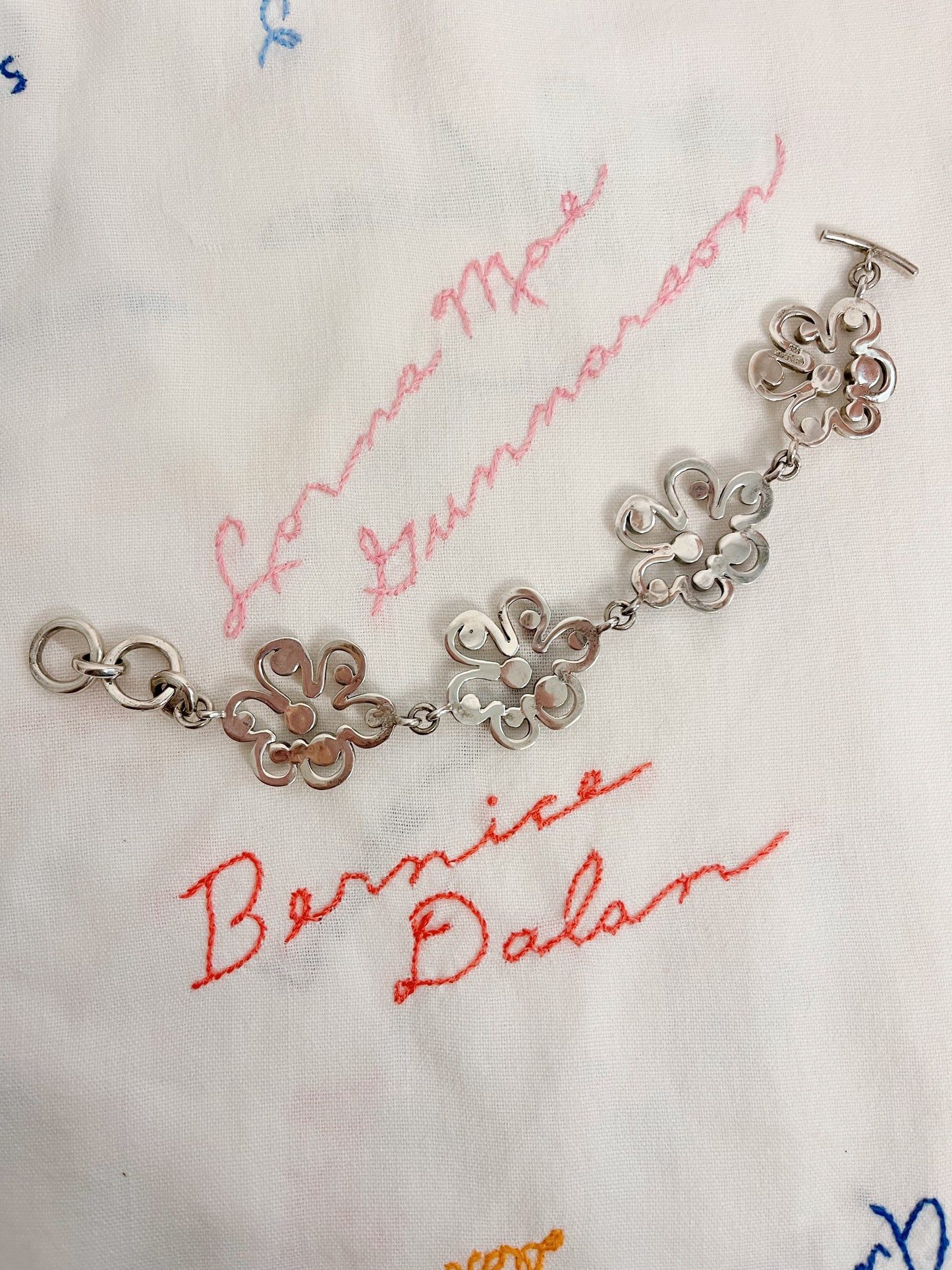 Vintage Flower Unique Silver Bracelet and Pierce