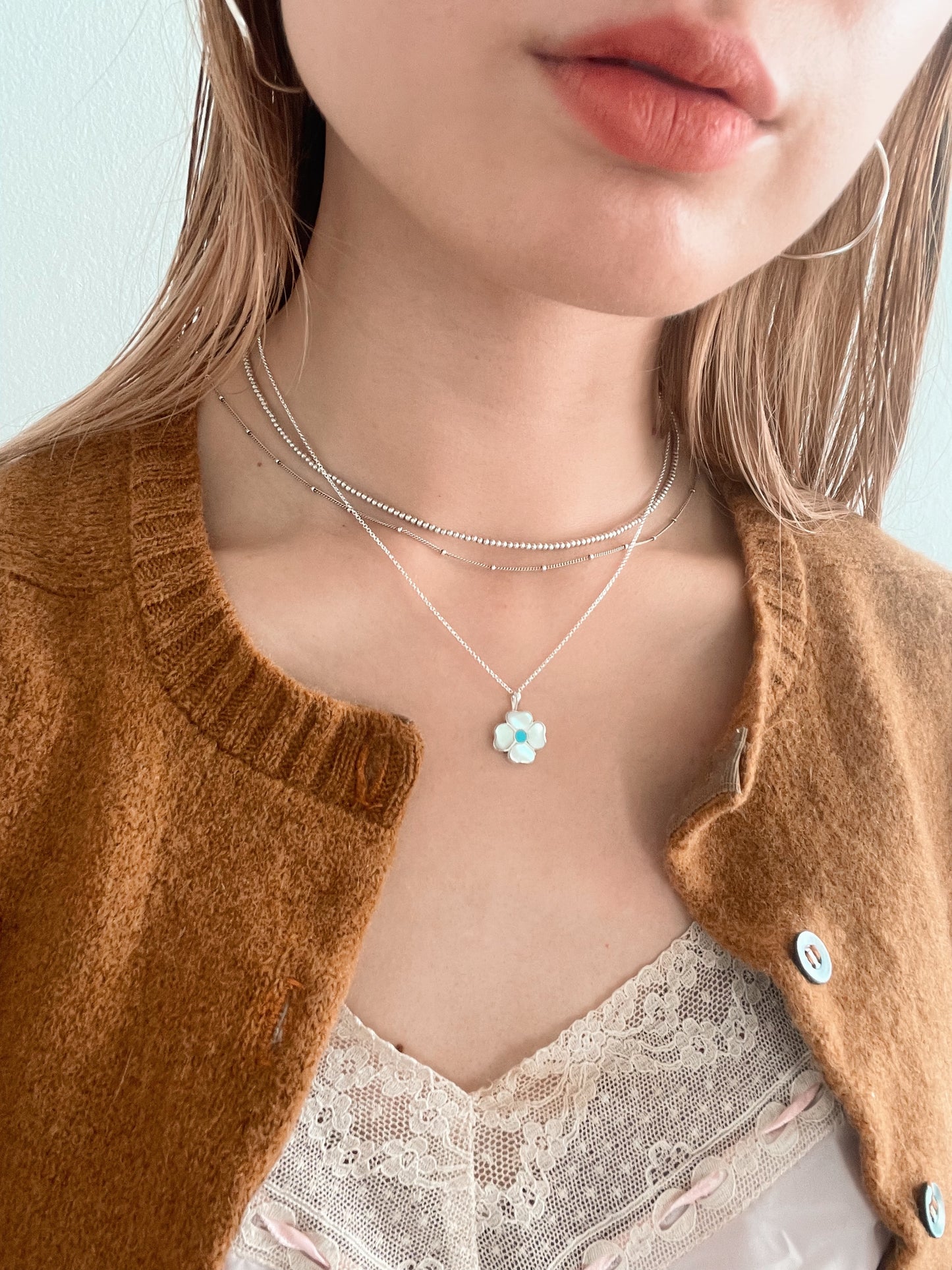 Zuni Flower Inlay Necklace.