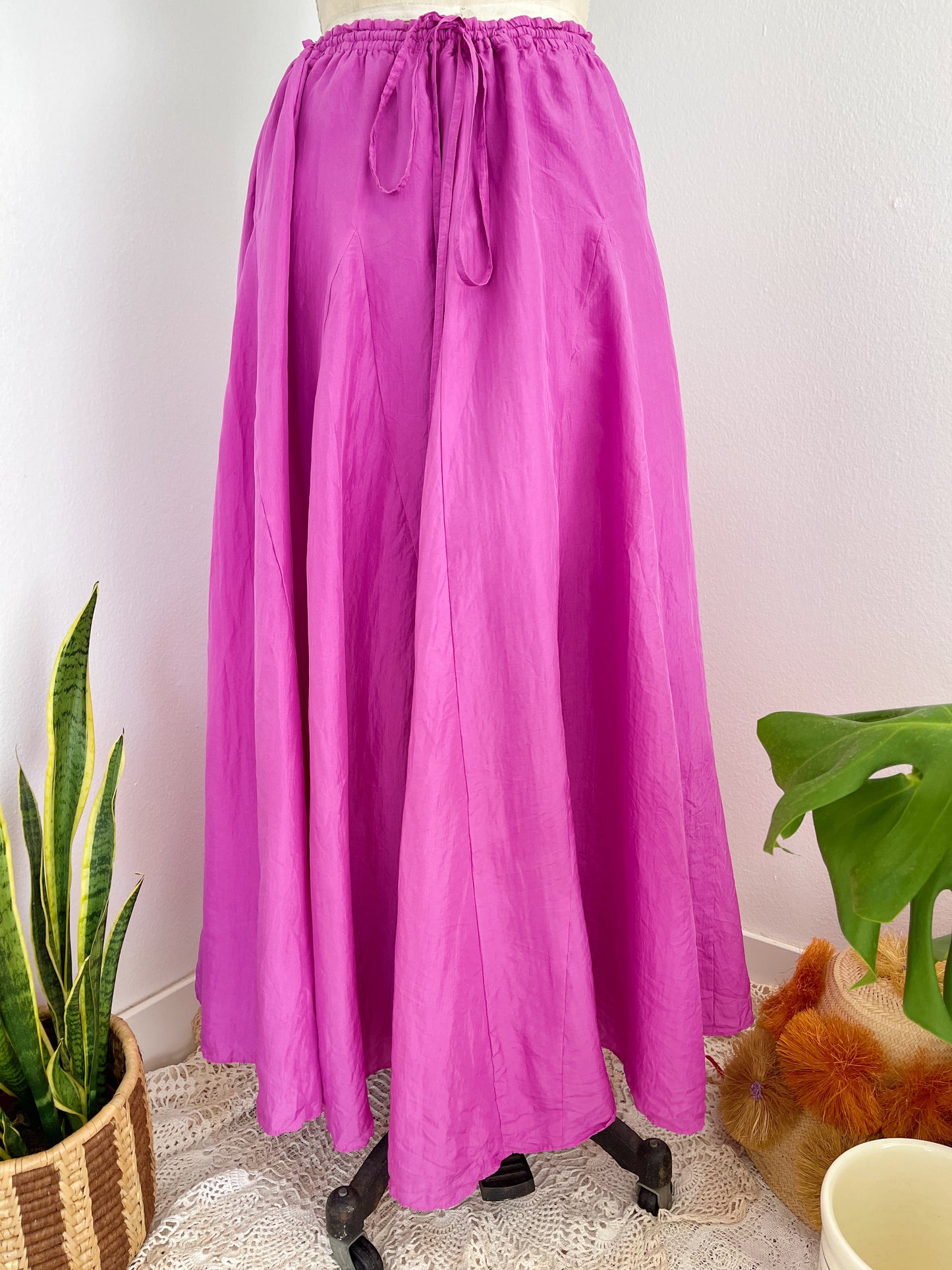 So Cute ! Silk Purple Long Skirt.