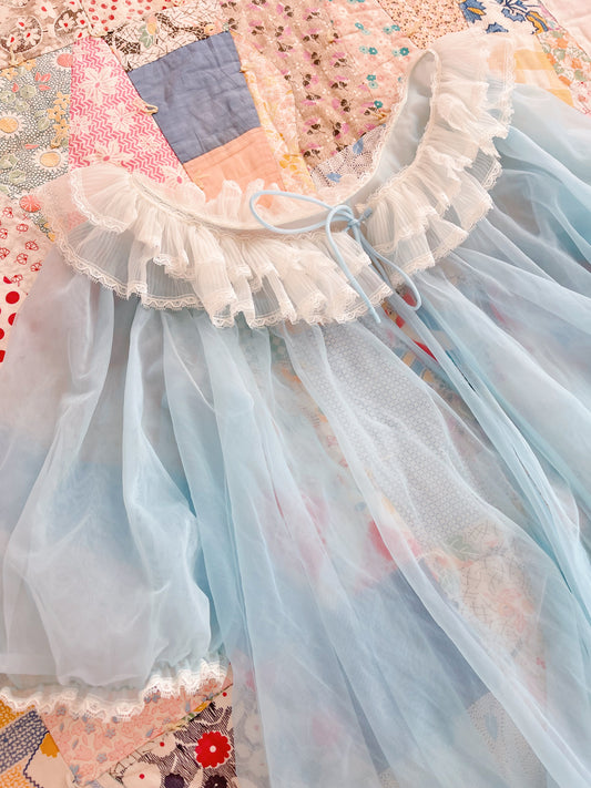 Vintage Iceblue Sheer Robe