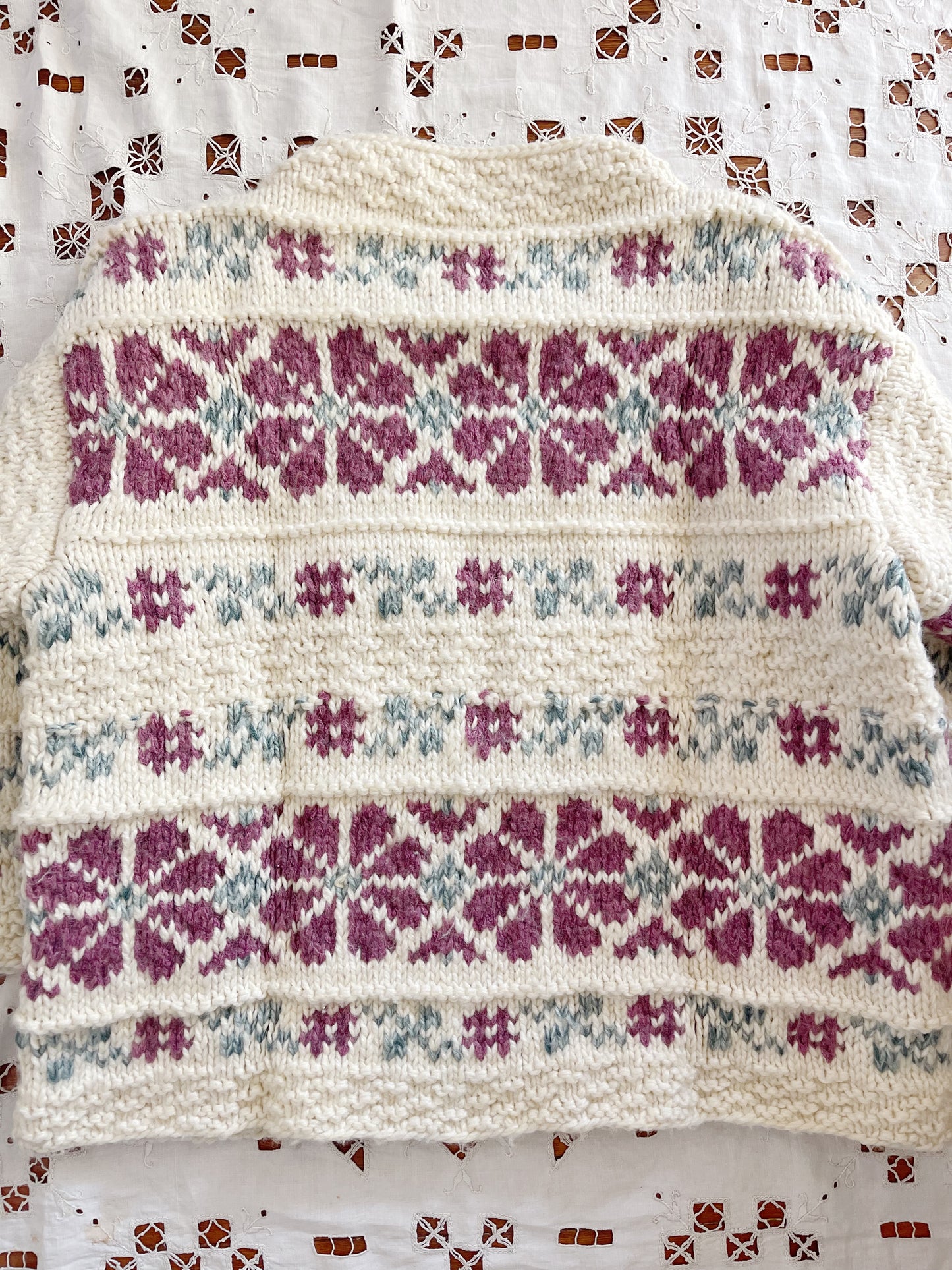 Vintage Ecuador Wool Flower Sweater