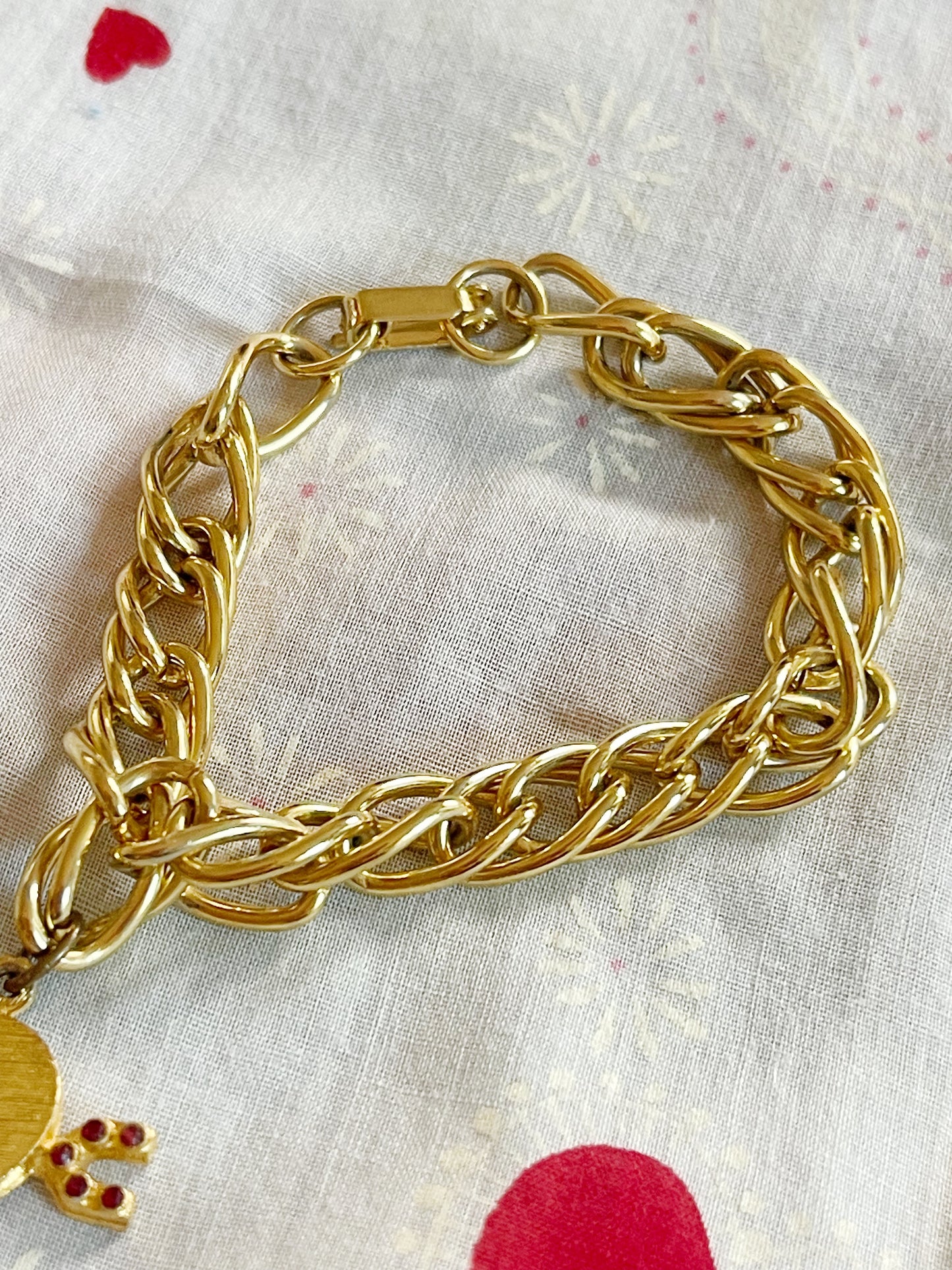 Vintage 1960s Heart Gold Plated Bracelet