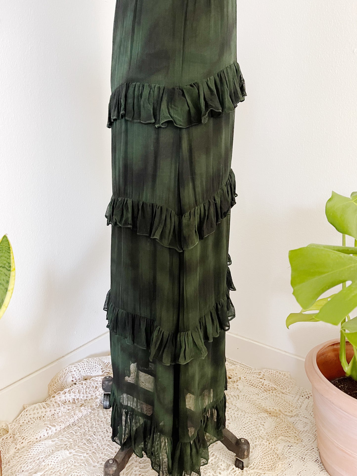 1990’s Moss Green Sheer Long Dress.