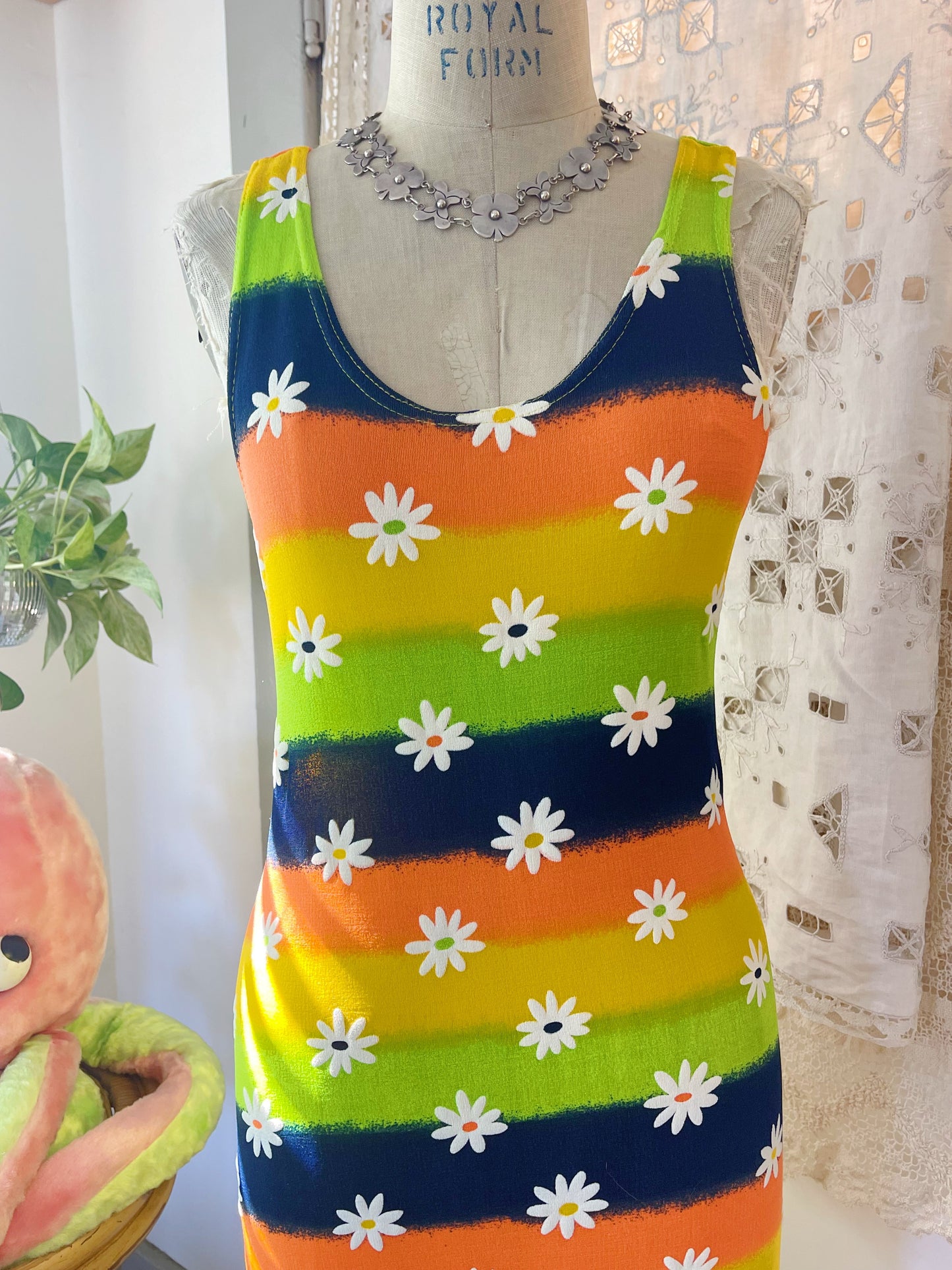 1980s Flowers Long Dress