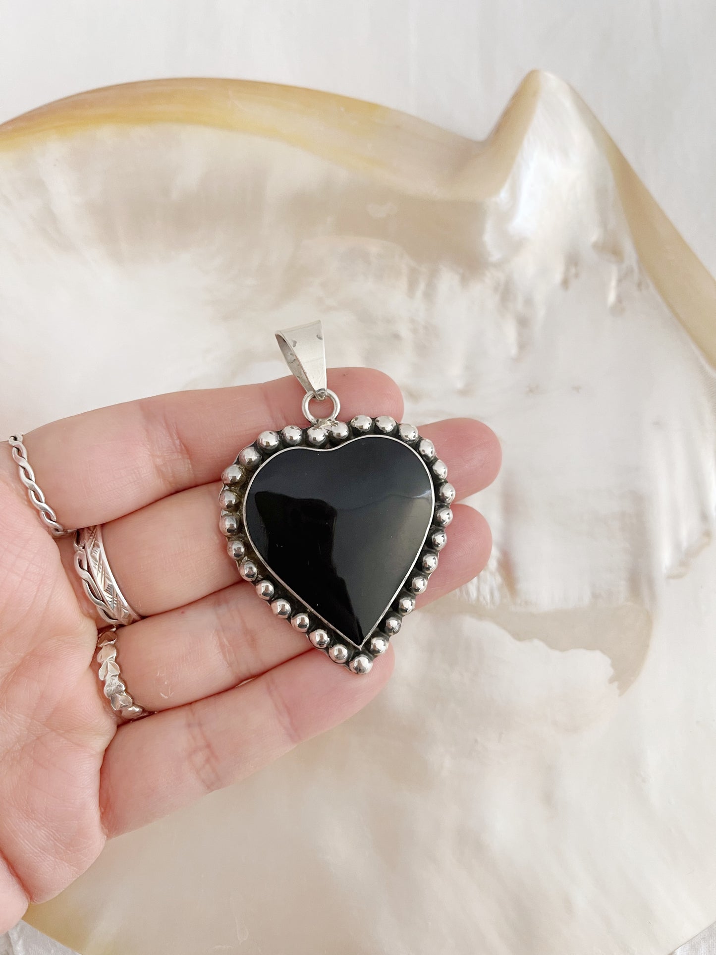 1980’s Onyx Heart Pendant Top.