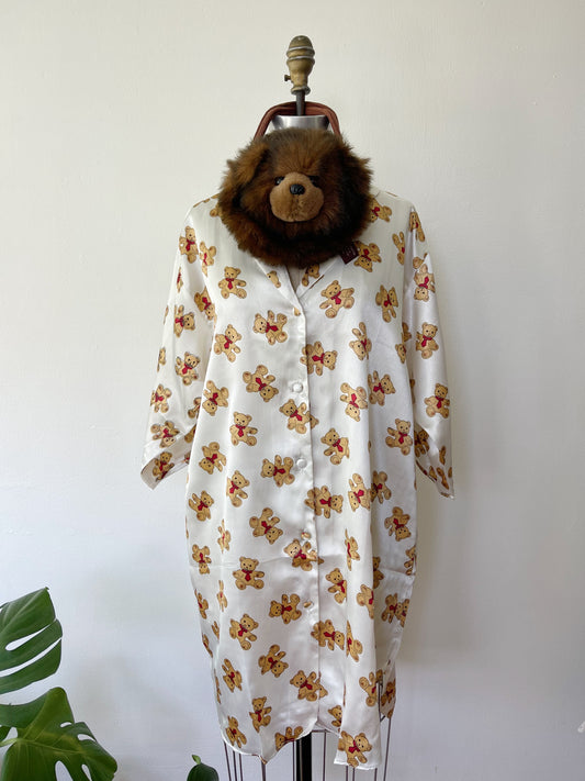 Dead Stock Bear Printed Silk Long Shirt