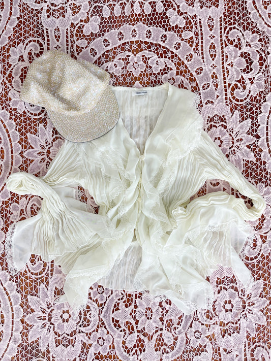 Grill and Lace White Blouse