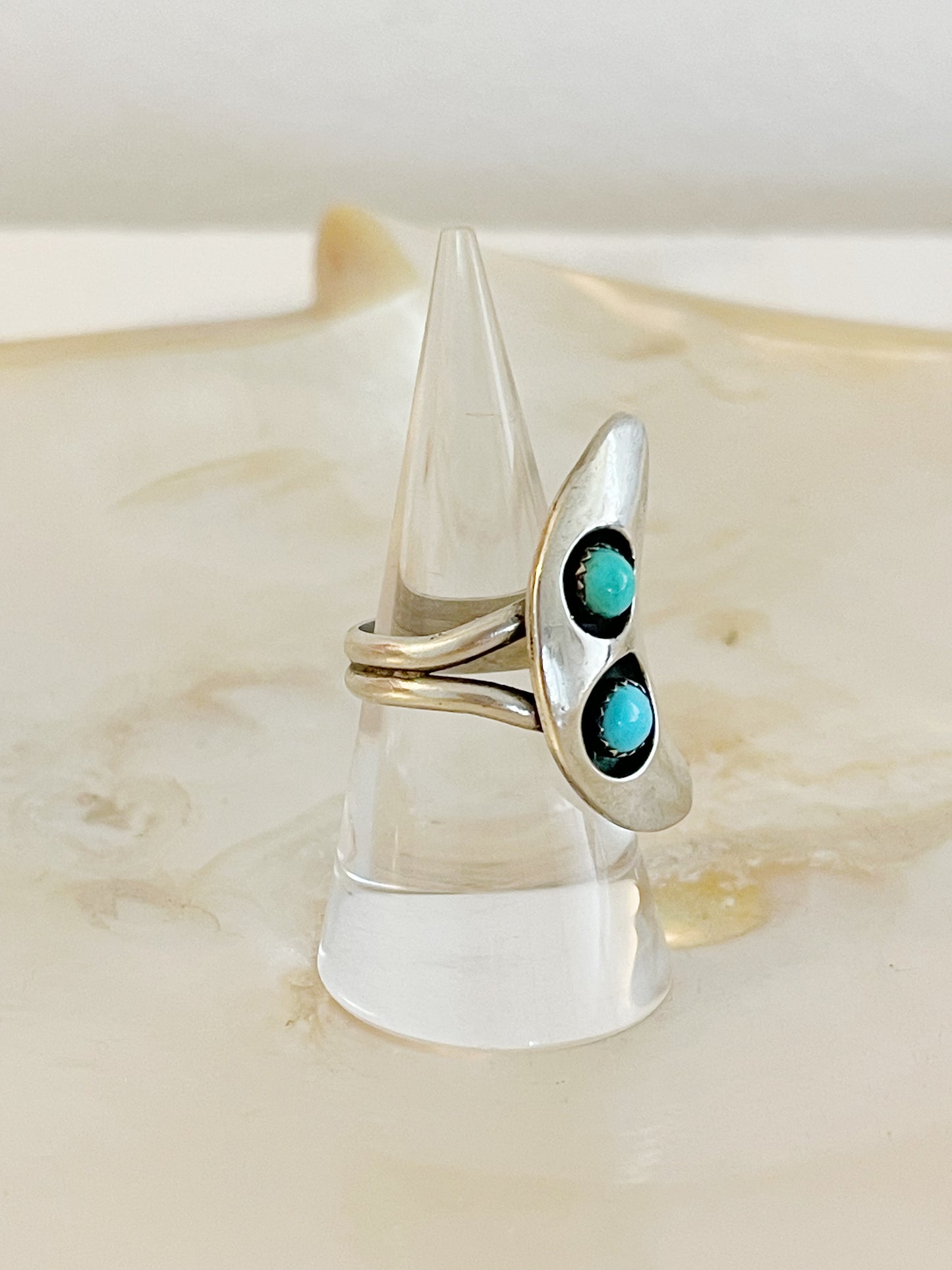 Old Navajo Moon Turquoise Ring.