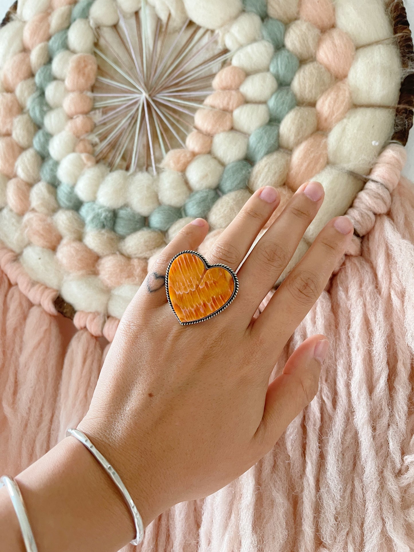 Navajo Spiny Oyster Large Heart Ring.