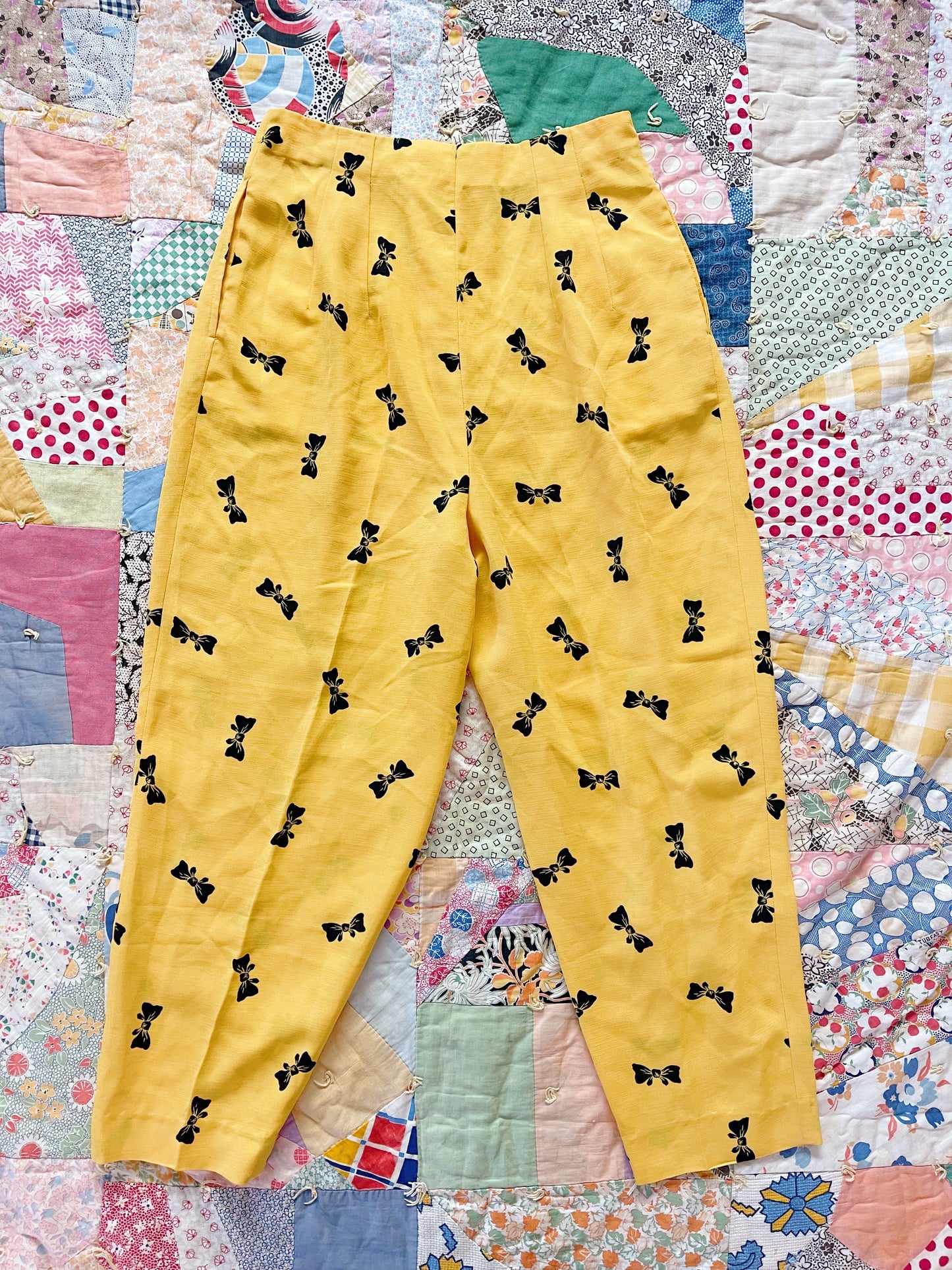 1980s Ribbon Printed Pants