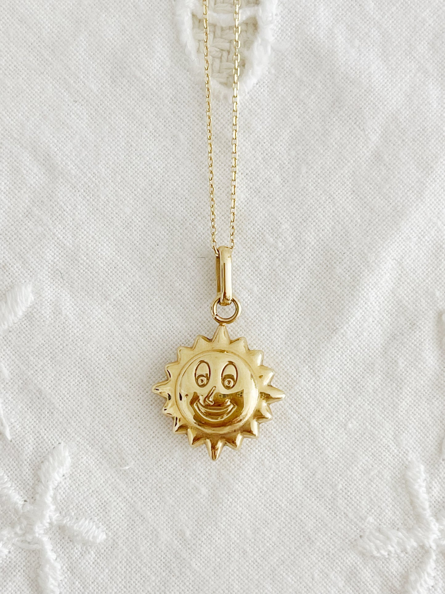 14k Gold Sun Face Necklace. So Cute!