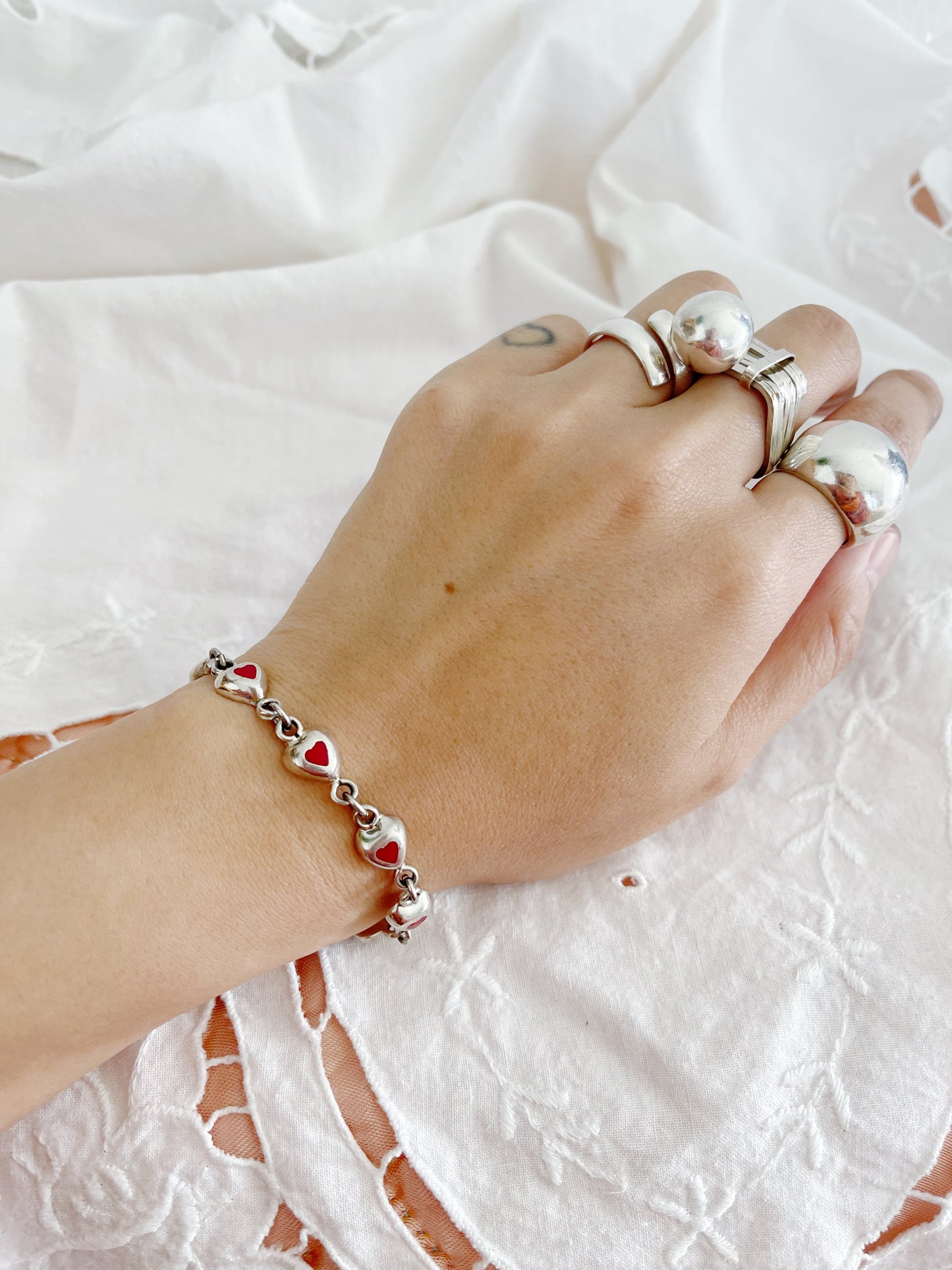 Vintage Tiny Heart Red Jasper Bracelet.