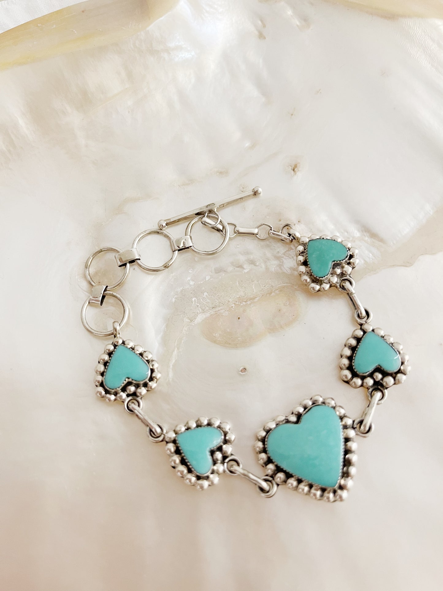 Navajo Turquoise Heart Link Bracelet.