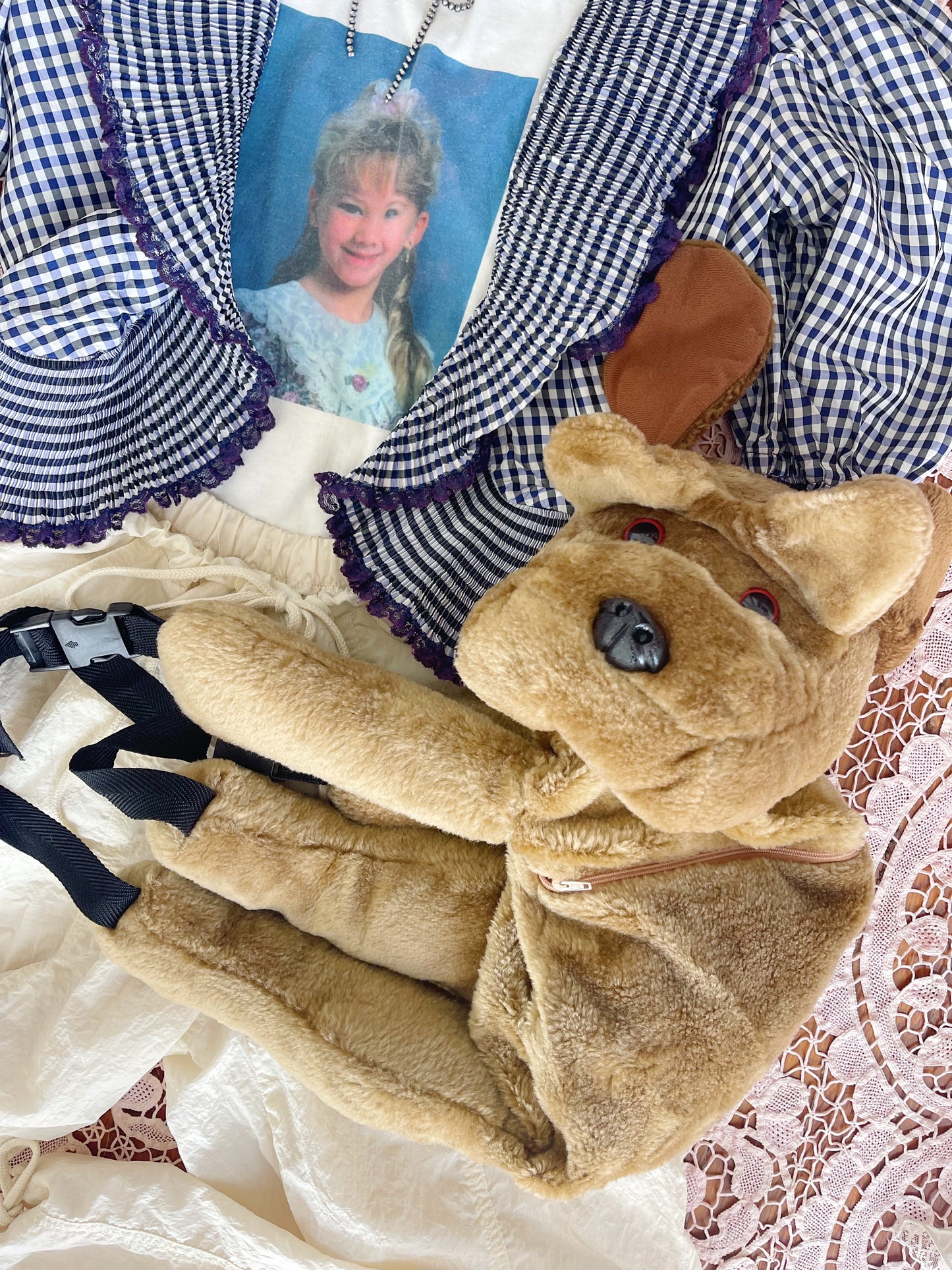 Vintage Dog Plush Backpack