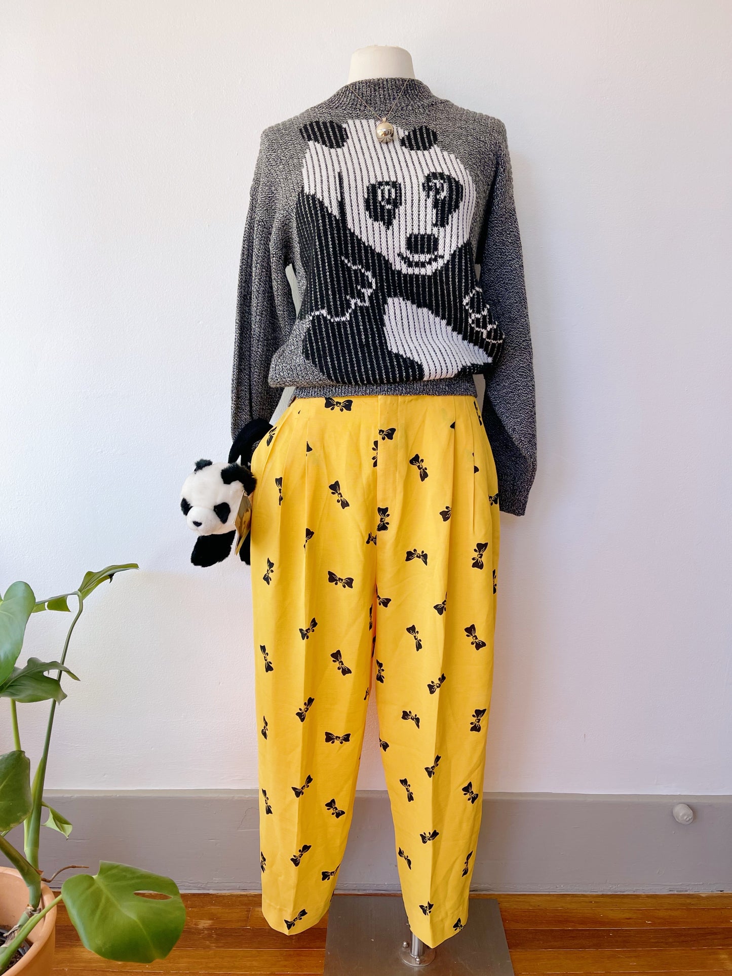 1980s Ribbon Printed Pants