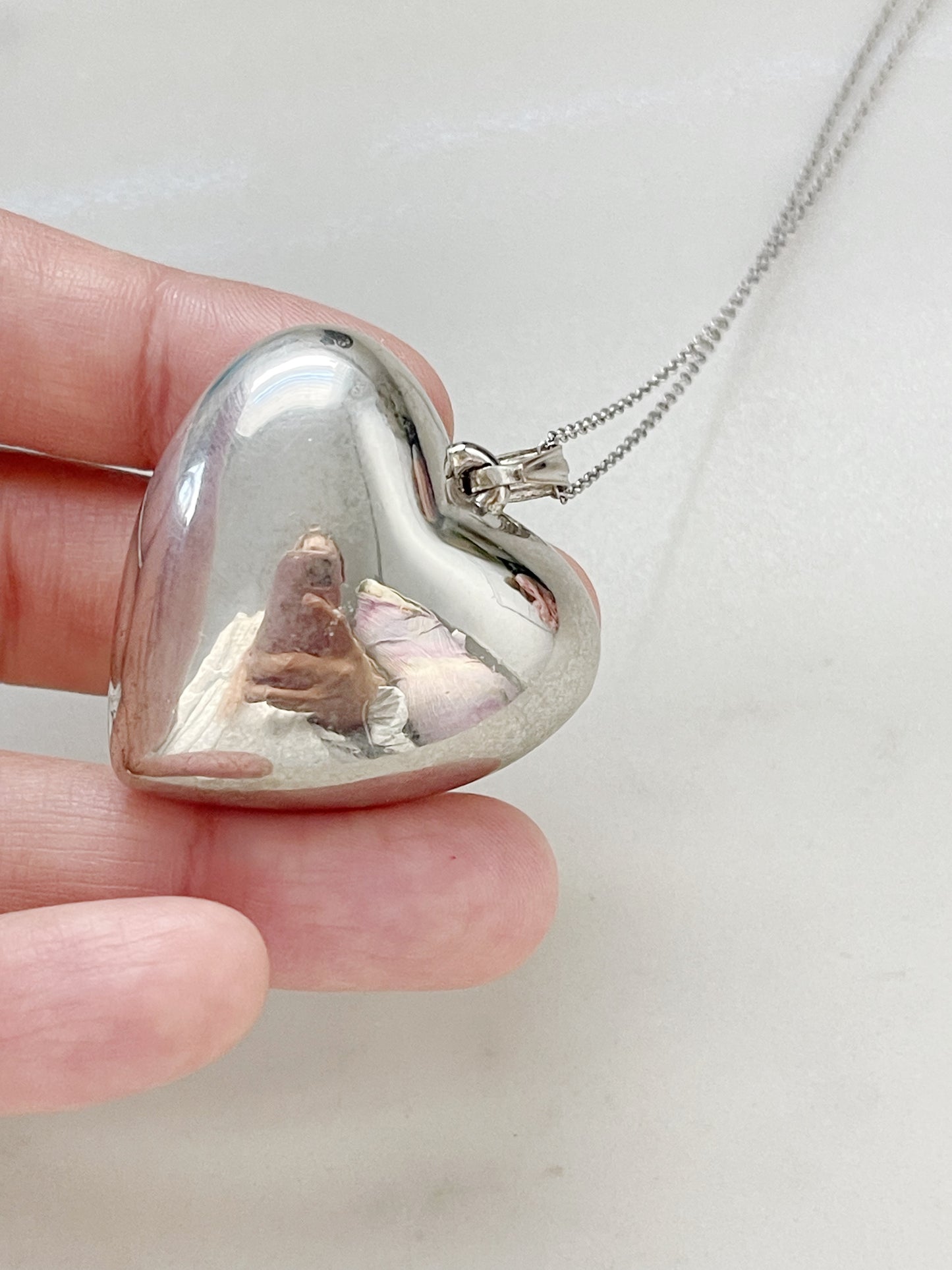Vintage Large Puffy Heart Charm Necklace