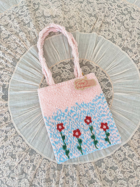 Vintage Pink × Flower Beads Handbag