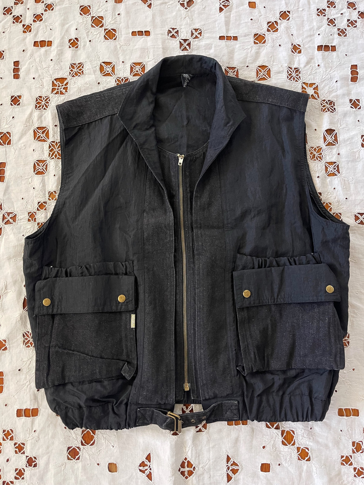 1980s Oversize Black Vest