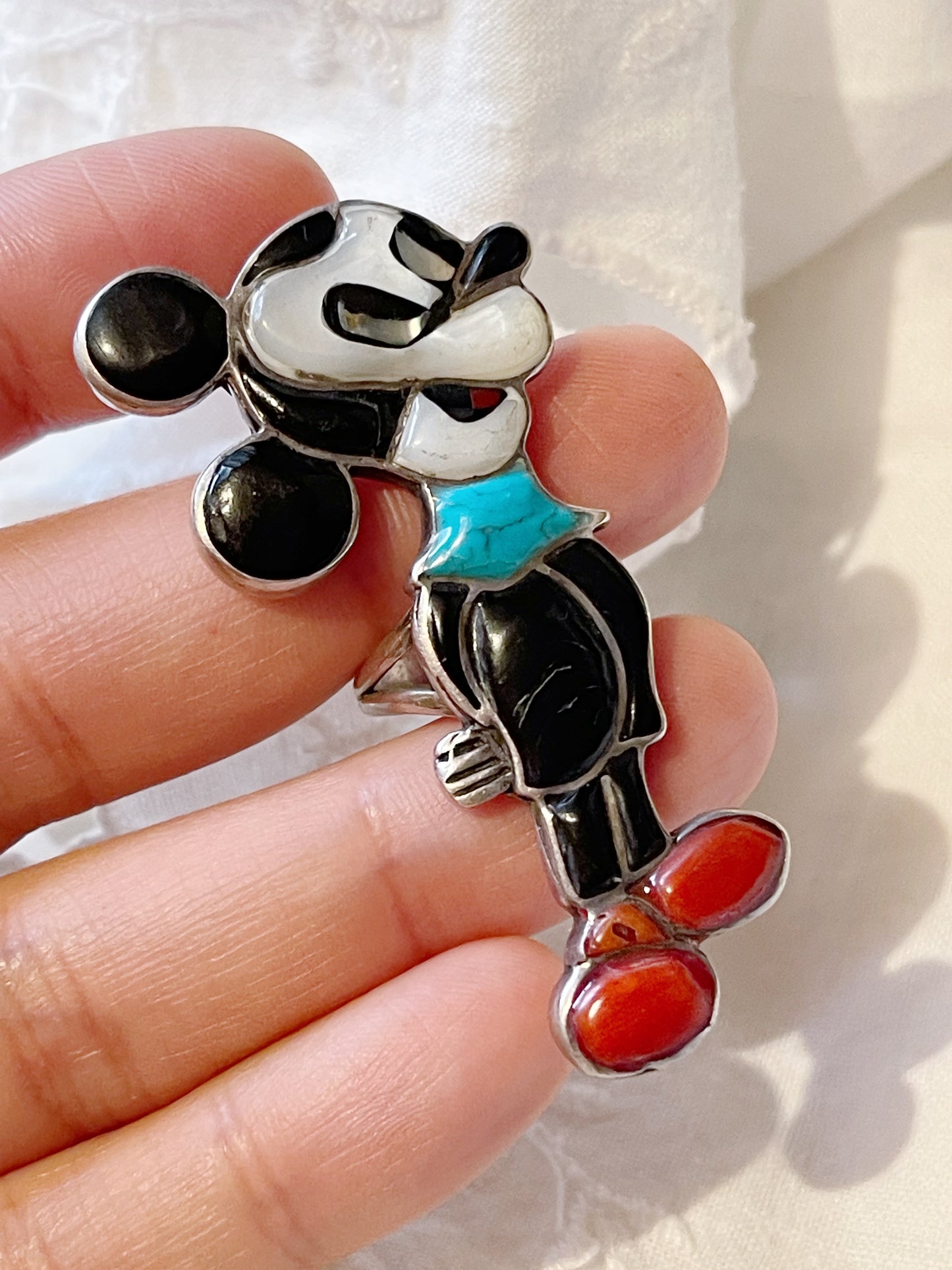 Vintage Zuni Inlay Mouse Ring