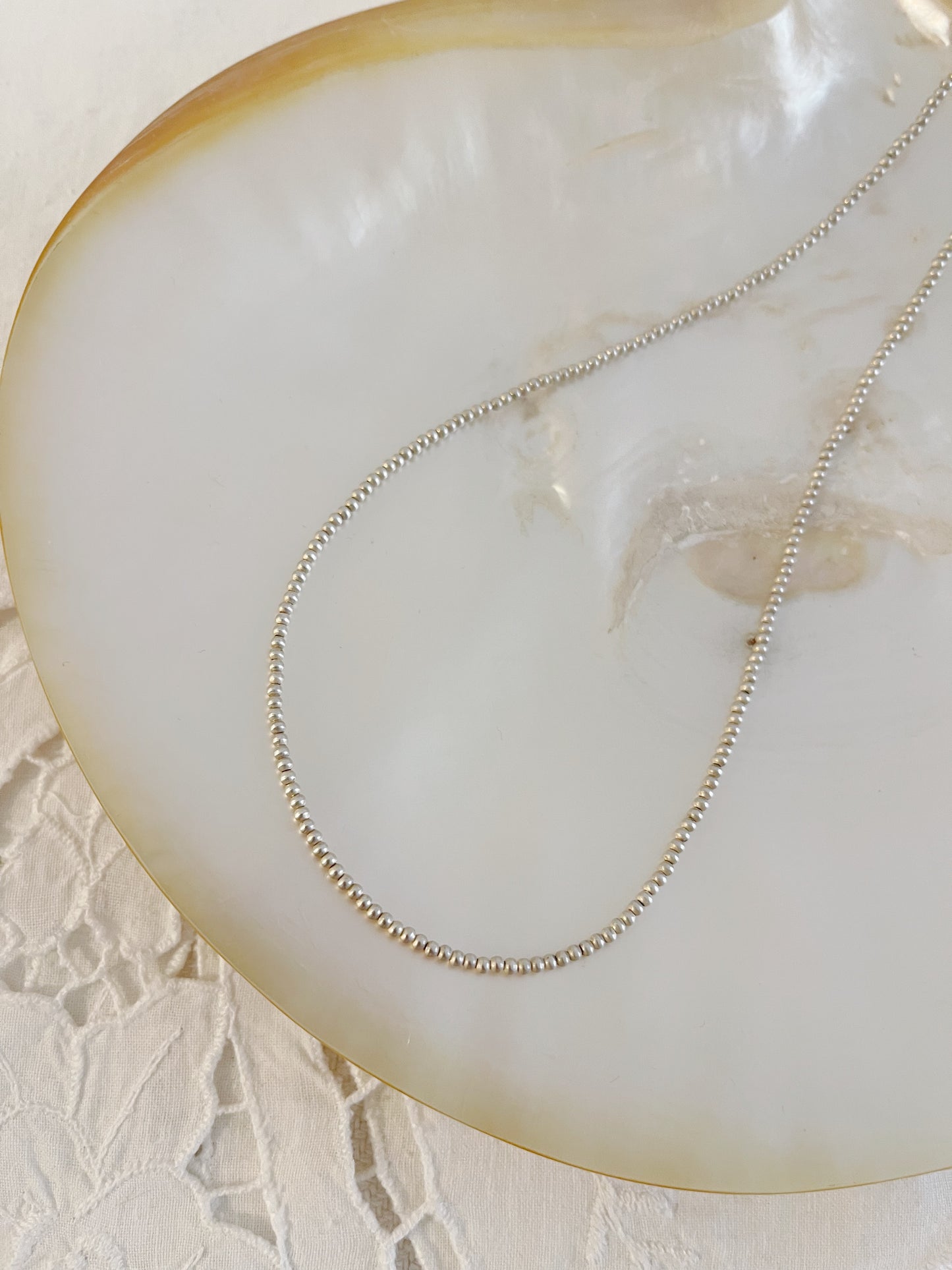 Navajo Shiny Micro Pearl Necklace 2mm 20 inc.