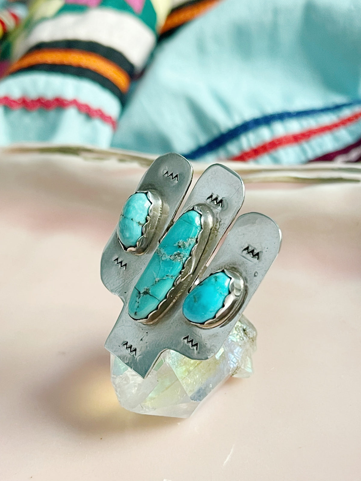 Fred Peters Cactus With Turquoise Ring