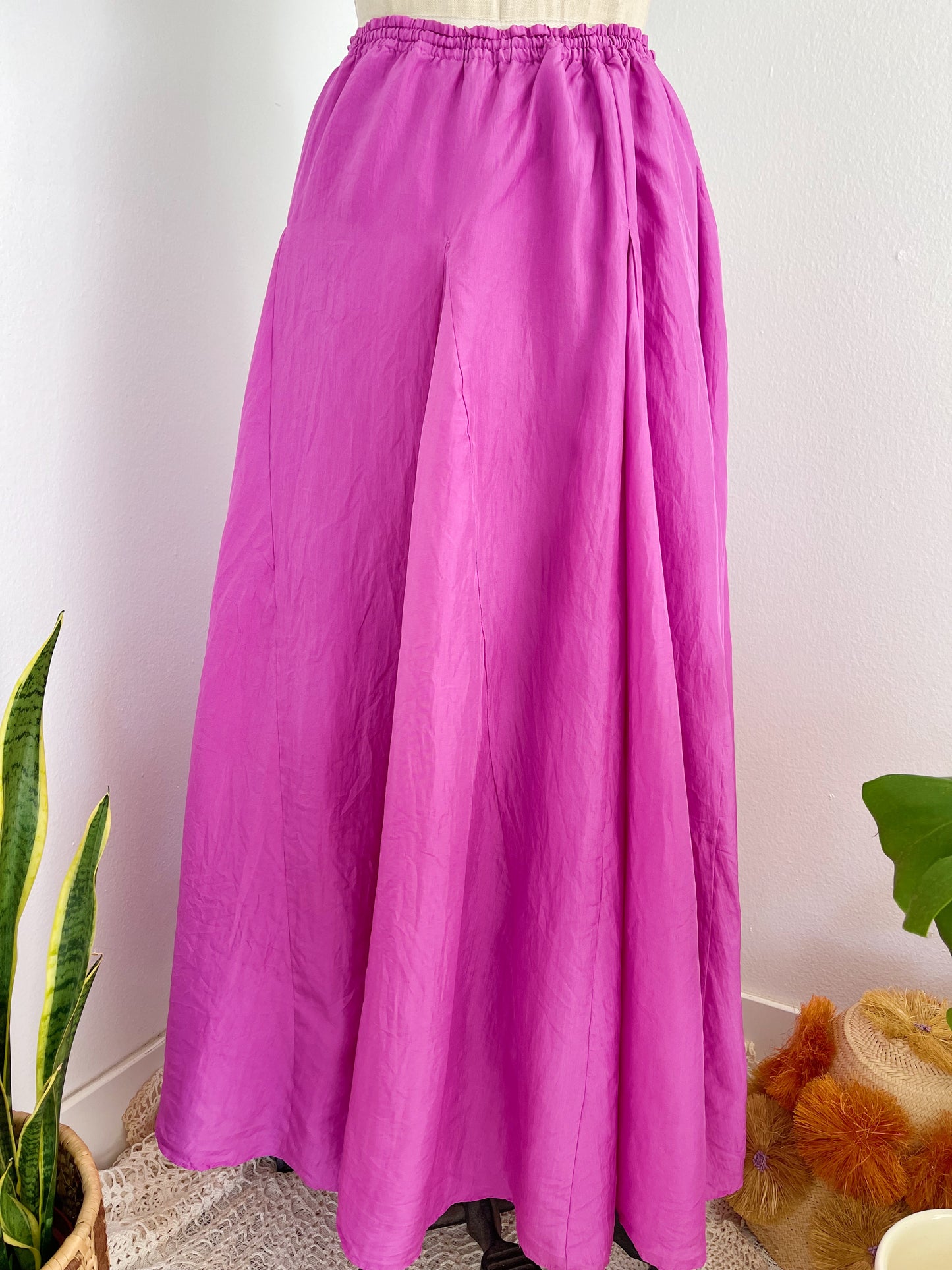 So Cute ! Silk Purple Long Skirt.